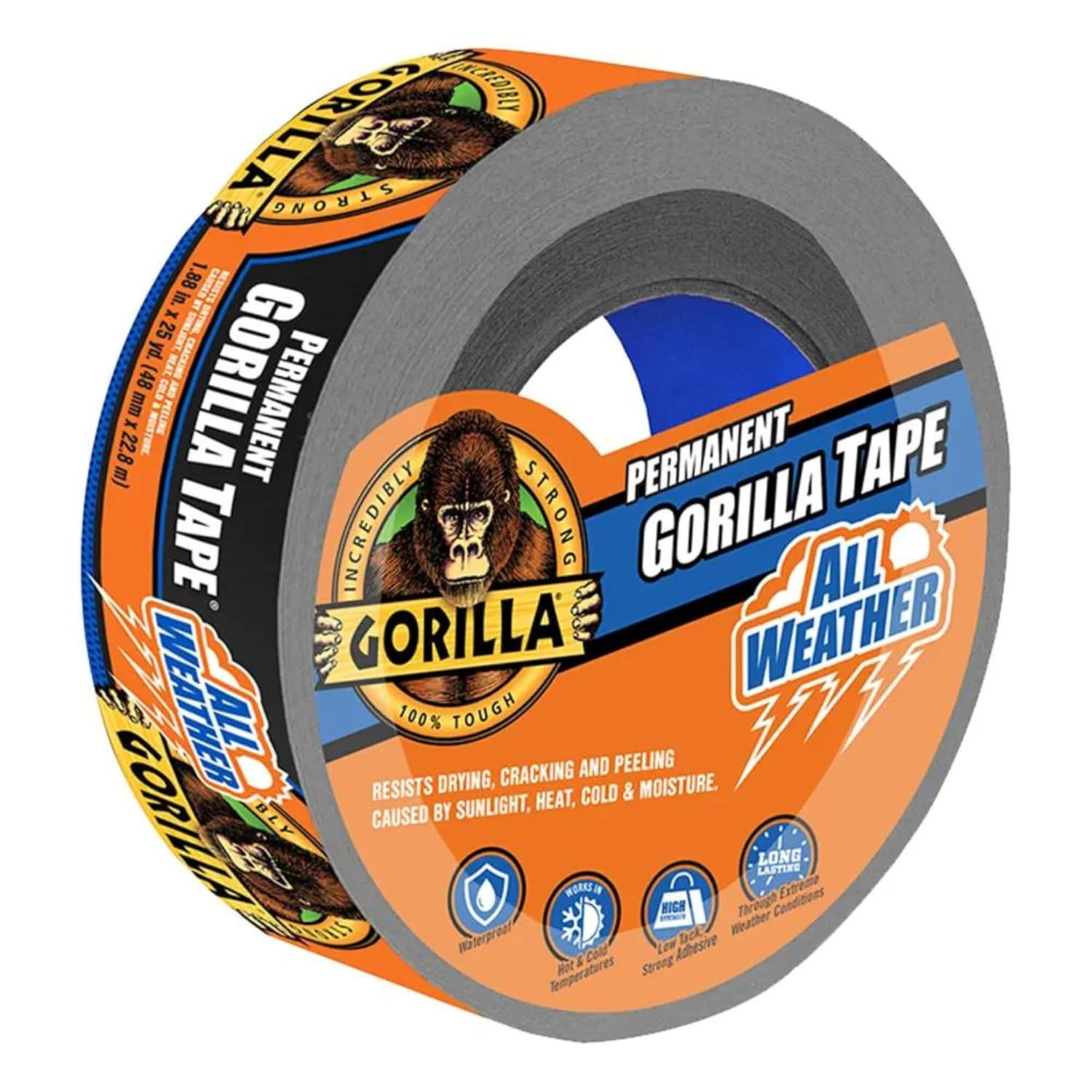 Gorilla Permanent Sticky Waterproof All Weather Tape [Butyl Rubber]: 1.88 In. X 30 Ft. (Black)