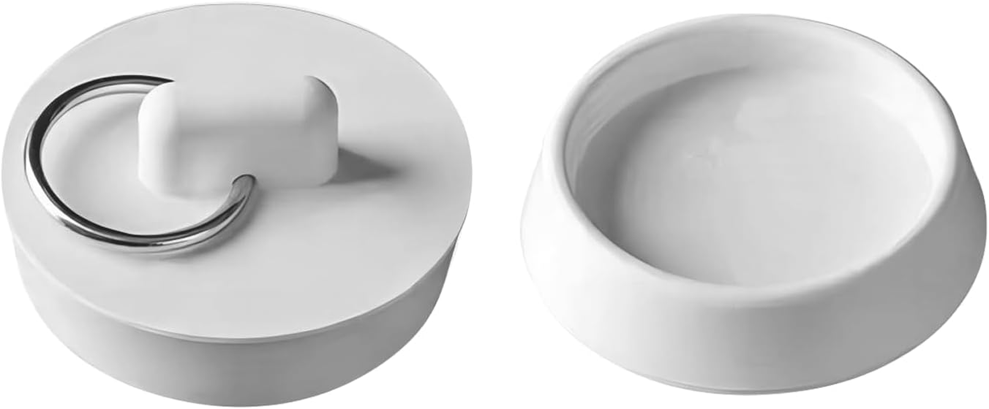 Rubber Sink Plug, Drain Stopper White,Hanging Ring for Bathtub Kitchen and Bathroom 2Pcs (53-55.5Mm) image number 2