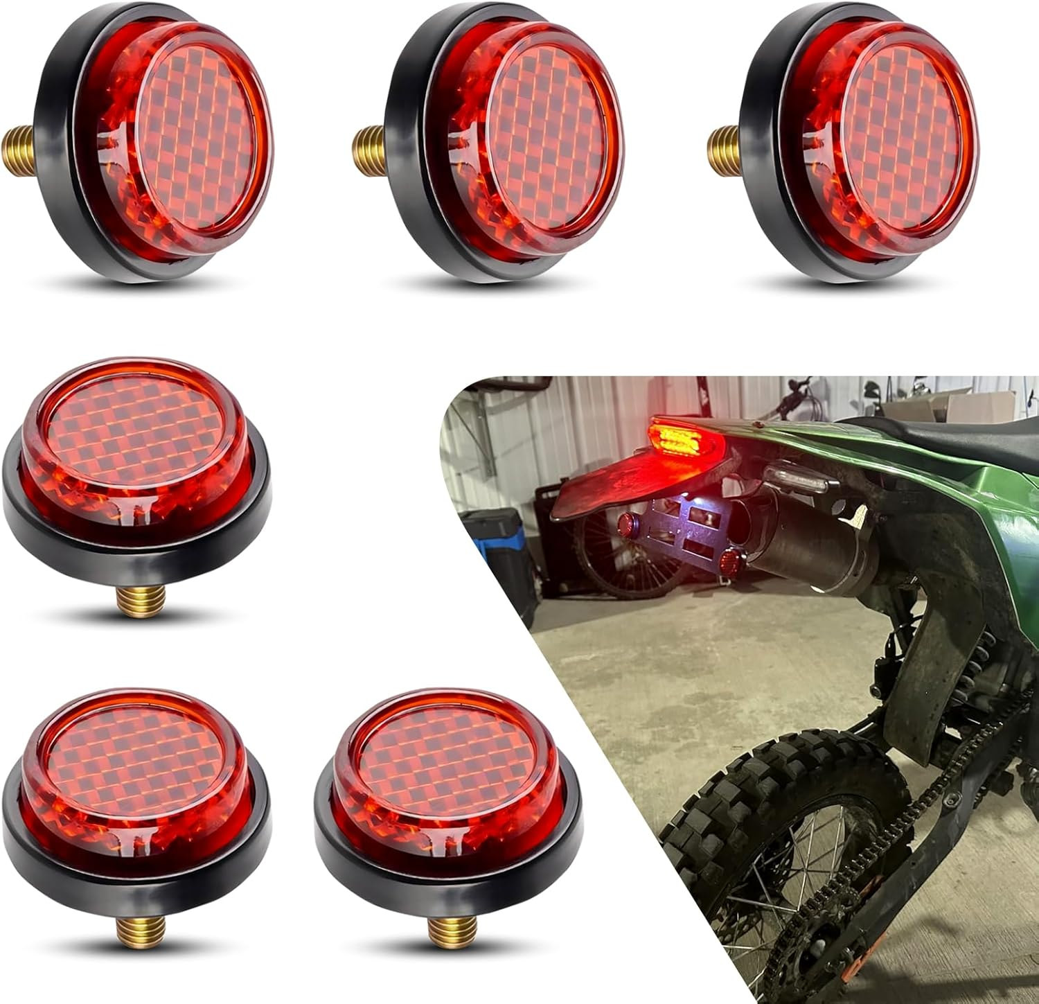 6 PCS round Rear License Plate Reflector, 0.94" Mini Decorative Reflector with Fixing Screws, License Plate Screw Fastener Kit, Universal for Motorcycle License Plate (Red) image number 3