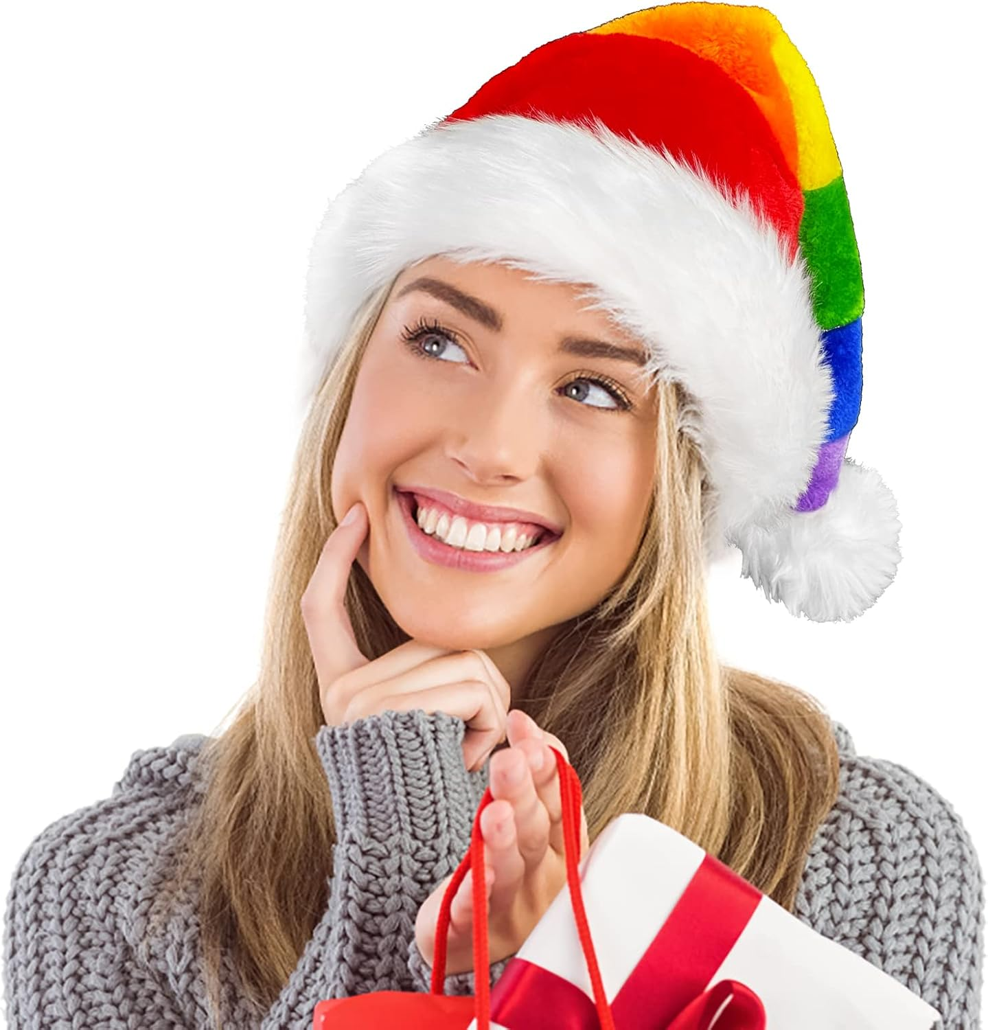 Seiddons Christmas Santa Hat Adults Long Plush Xmas Hats for Christmas New Year Festive Party Supplies - Long Black image number 6