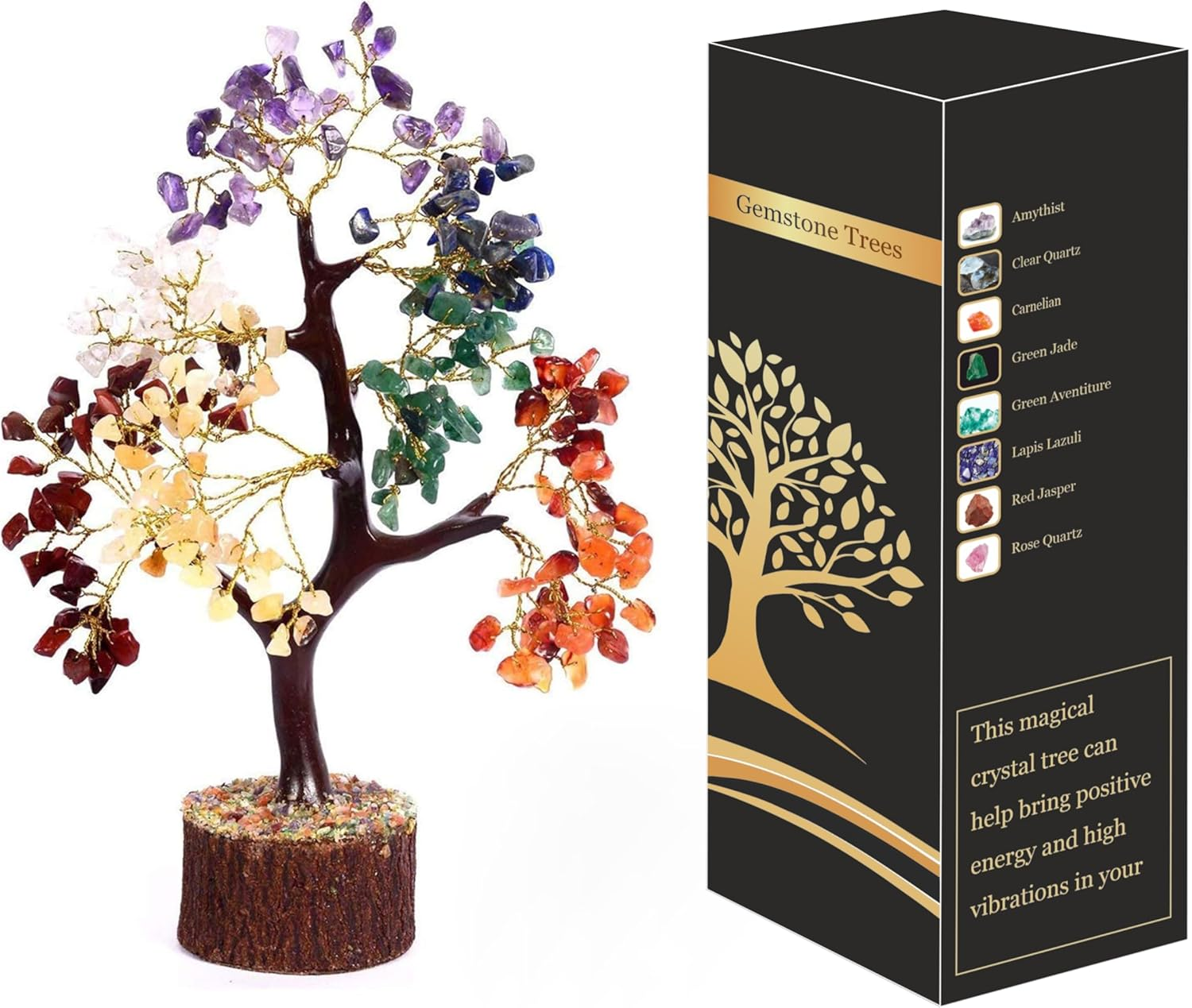 Crystal Tree for Home Decorations Crystals and Healing Stones Witchy Room Crystal Decor Tree Crystal Gifts Gem Tree Christmas Tree Stands for Real Tree (Multi Crystal Tree)