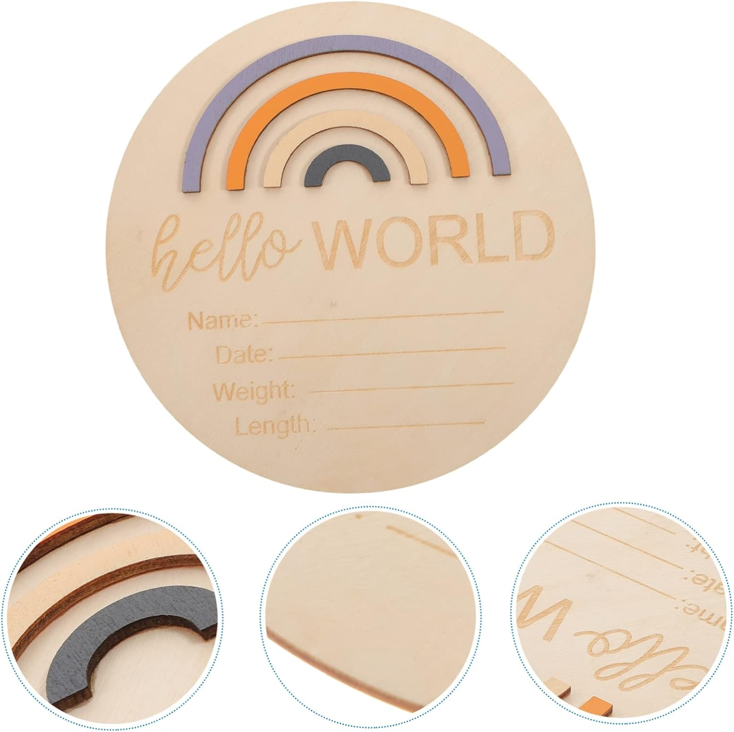 YARNOW Wooden Baby Milestone Circle Cards, Newborn Monthly Announcement Signs for Nursery, Natural Wood Material, 15X15Cm, Baby Photo Prop for Infant Growth Tracking image number 3