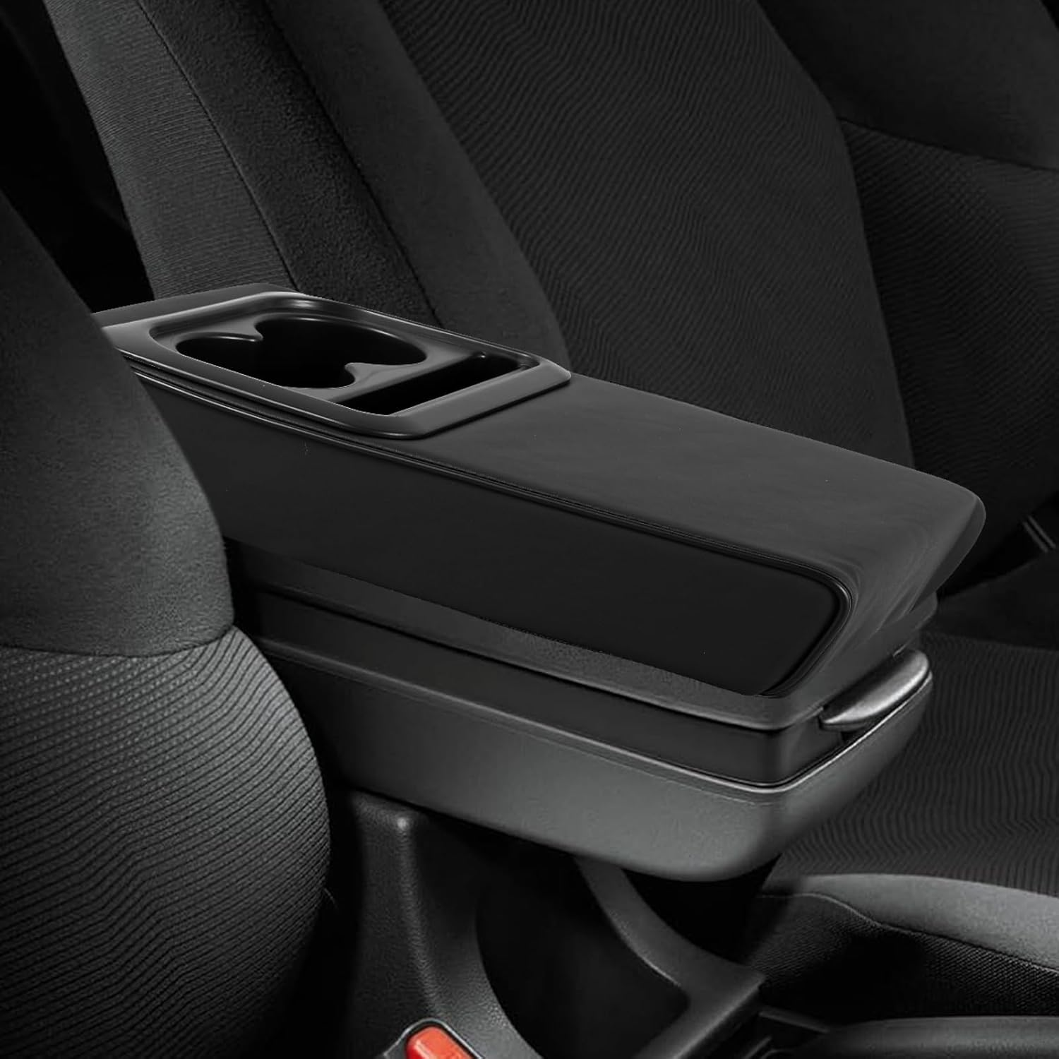 Abizarch Car Center Console Armrest Pillow, PU Leather Auto Armrest Cushion Box with Cup Holder and Phone Holder, Universal Car Armrest Cushion Anti-Scratch Pads for Sedan SUV ORV RV (Black) image number 3