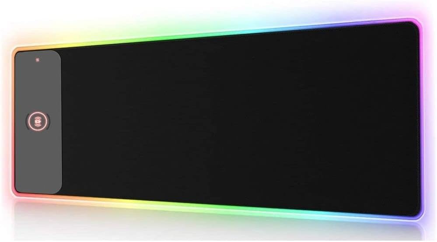 Altec Lansing RGB Mousepad with Wireless Charging Pad, Non-Slip Rubber Base, Smart Touch Sensor, Gaming Keyboard Mat and Mouse Pad for PC, Laptop
