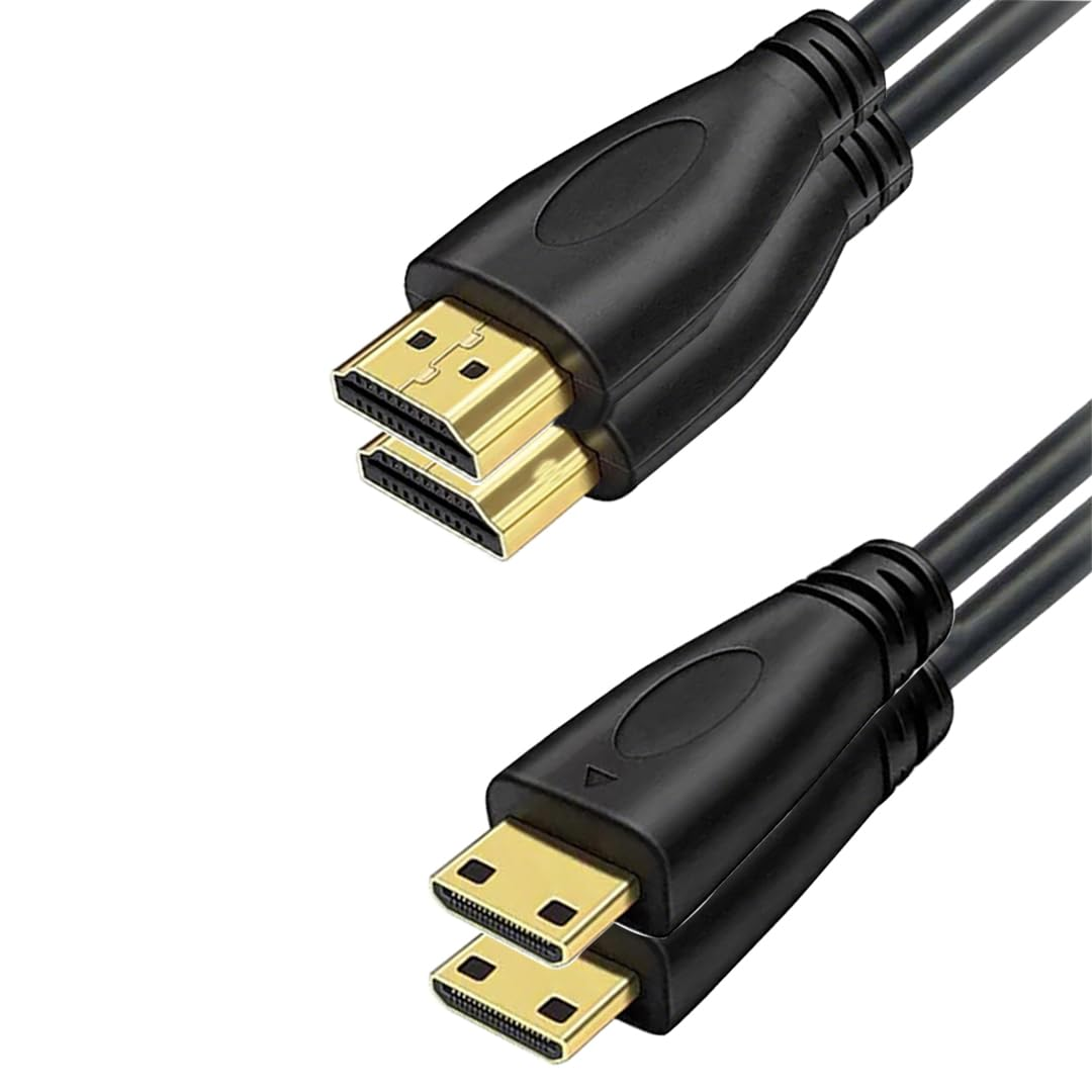 Hexchuang Mini HDMI to HDMI Cable, High-Speed HDMI to Mini HDMI Cord Support 3D 4K/60Hz 1080P 720P Compatible with Camera, Camcorder, Tablet and Graphics/Video Card, Laptop 2PACK (1M) image number 2