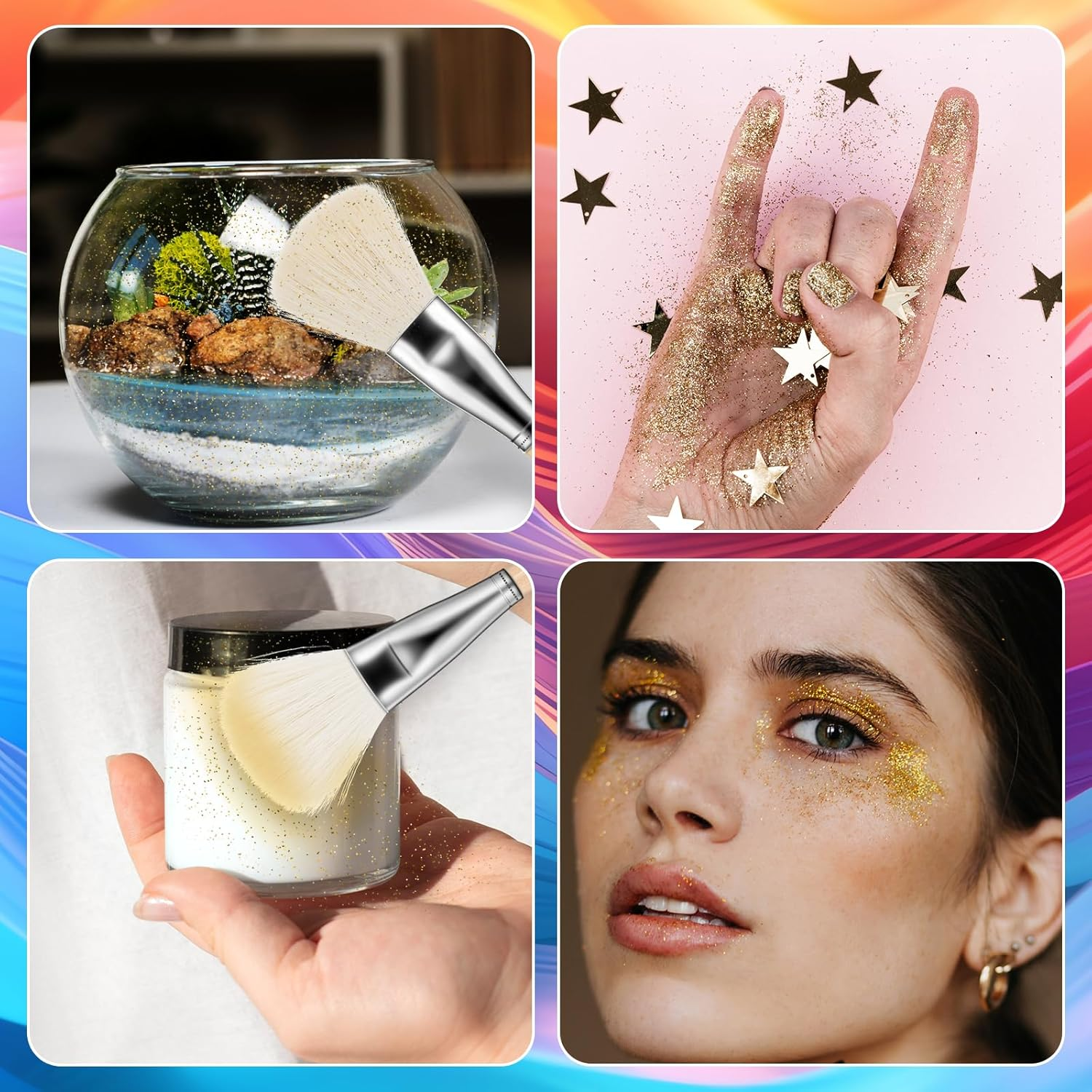 7 Pcs Mop Brush for Painting Gilding Brush Versatile Mop Brushes Assorted Size Paint Brushes Set Paint Brush with Wooden Handle for Acrylic Watercolor Oil Painting Face Body Art image number 5