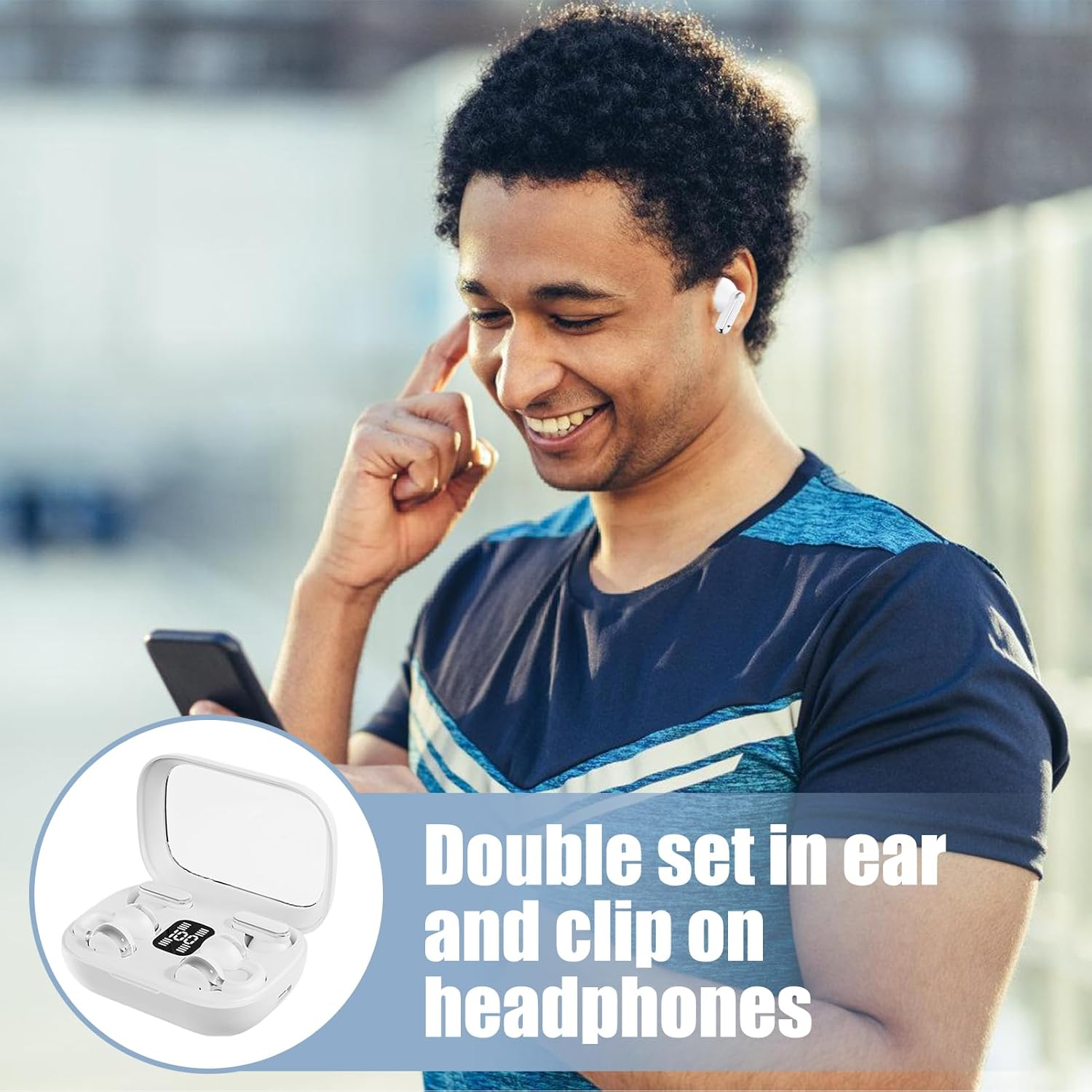 Gupcaqosjw Clip on Headphones - 2 in 1 Wireless Earbuds Clip on Ear Buds - Waterproof Noise Cancelling Electronic Accessories Comfortable Sport Headphone for Men Women Outdoor image number 6