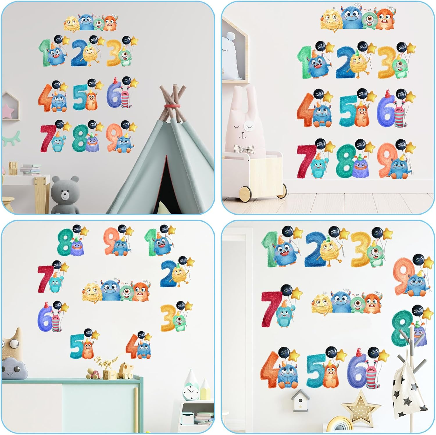 Number Wall Stickers 3D Wallpaper Stickers for Kids,Diy Creative Wall Decals Stickers Children Bedroom Living Room Nursery Background Wall Decor Removable Glass Sticker image number 6