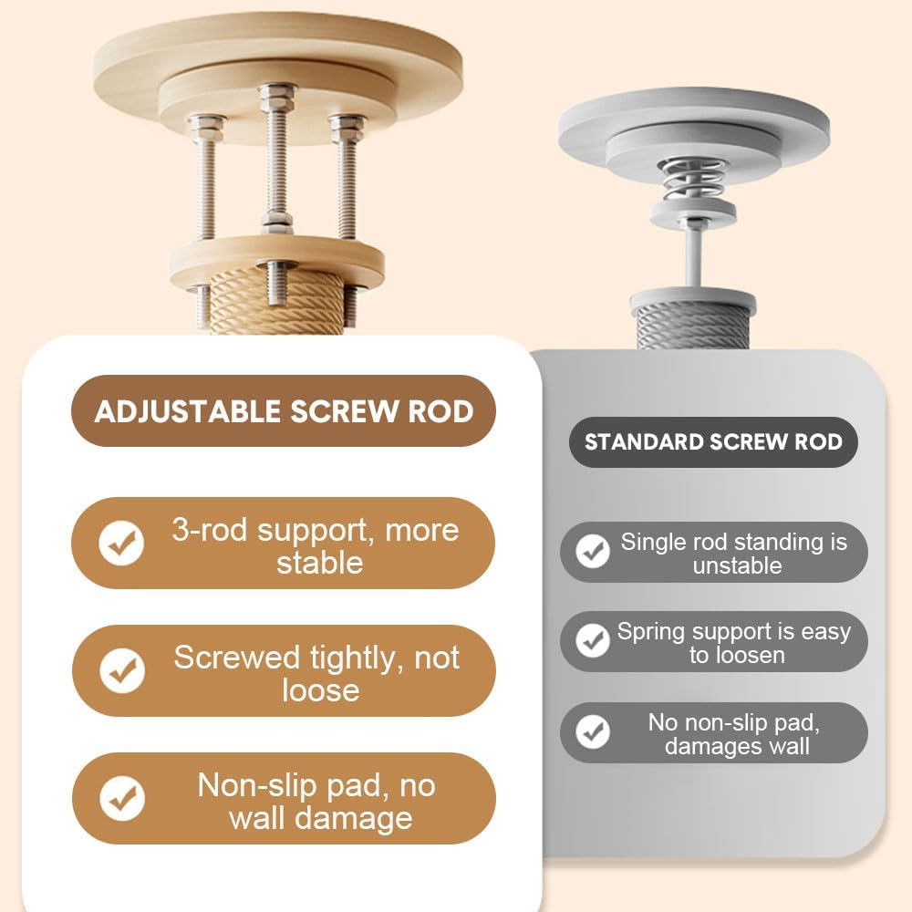 Melpet Cat Tree Tower Floor-To-Ceiling Cat Climbing Scratching Post, Adjustable Height 2.5-2.8M with Observation Deck and Space Capsule for Multiple Cats image number 2