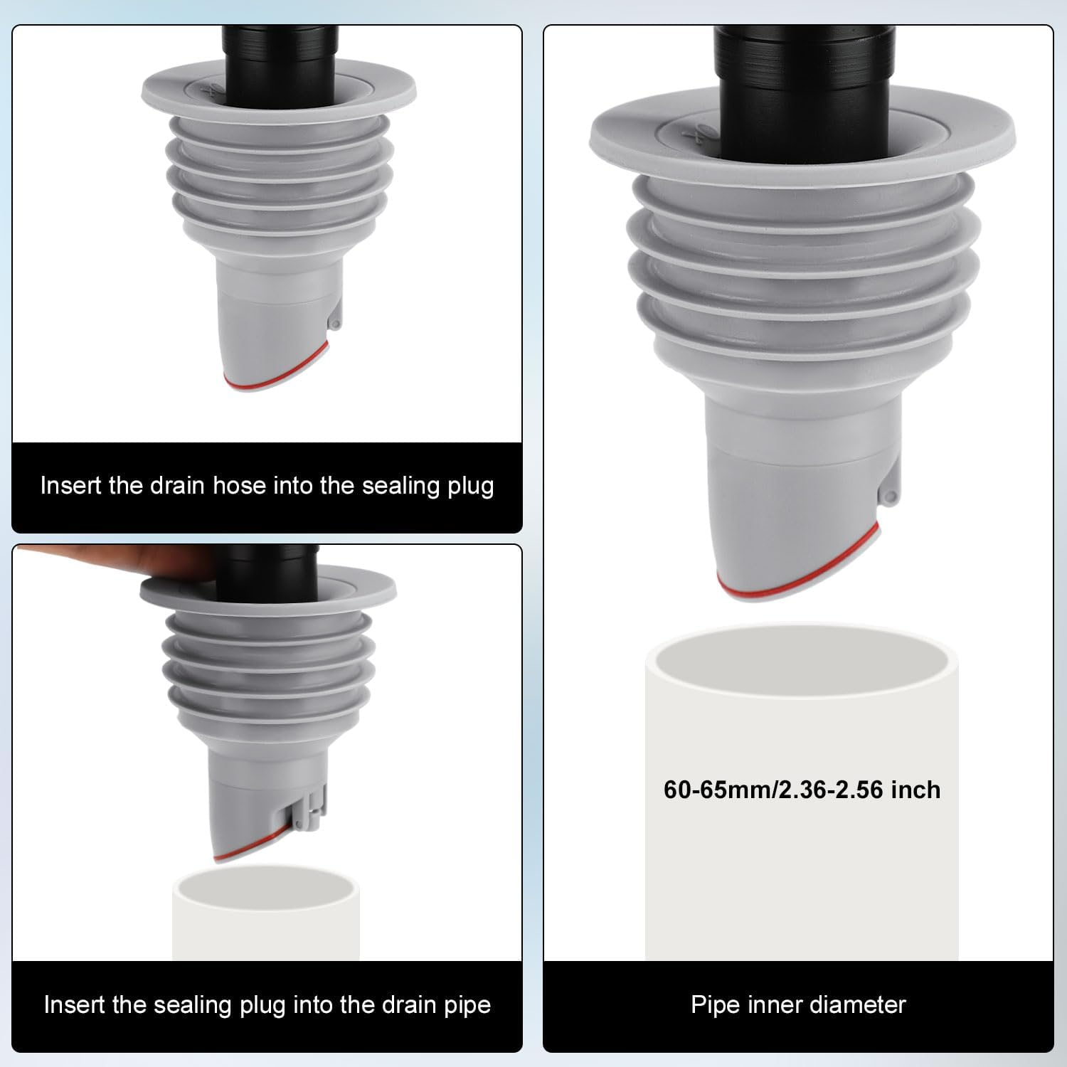 Washing Machine Drain Hose Seal, Silicone Drain Pipe Sealer Drainer for Kitchen Sink Sewer Drain Plug Sink Drain Guard Bathroom Drain Stopper for Kitchen Home (Large) image number 6