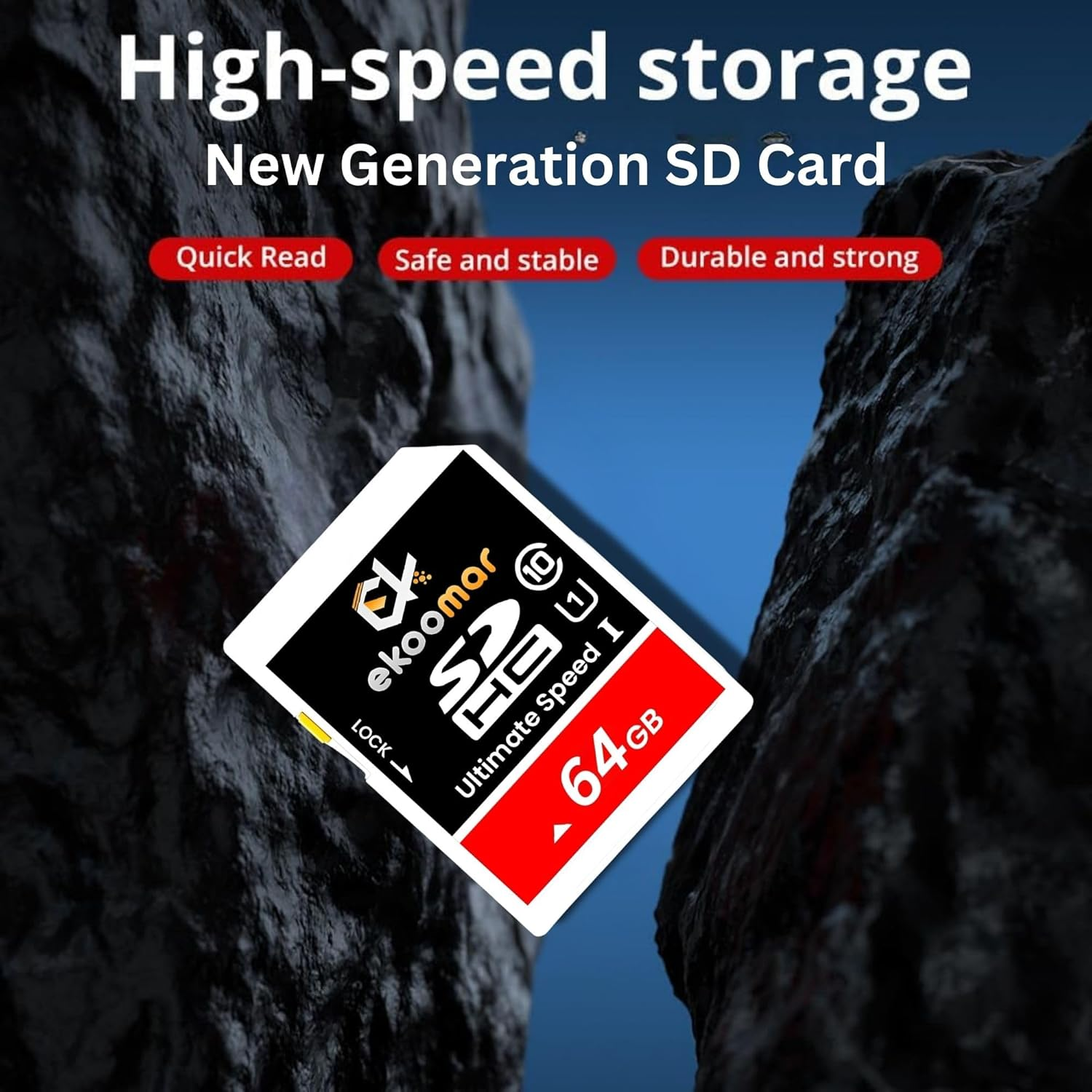 Ekoomar U1 64GB SD Card - Class 10, High-Speed Memory Card with 100Mb/S for Digital Camera, Dash Cam, & Video Recording | Durable & Reliable Storage for Memories, Camera SD Card image number 4