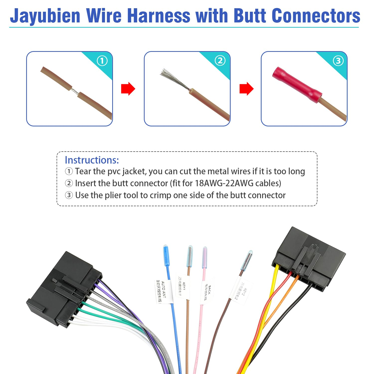 Radio Wiring Harness for Ford Stereo Adapter 1986-1997,Car Stereo Wire Harness Adapter Compatible with Aerostar Ranger Mustang Explorer Escort Focus Taurus Mercury 1987-1998 image number 3