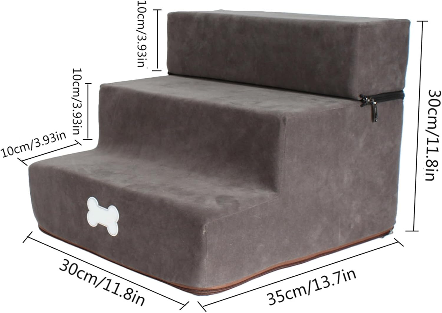 Cat Stairs for Old Cats - Pet Stairs, Steps for Dogs to Get on Bed, Soft Non-Slip Cat Steps with Foldable 3 Ladders, High-Density Foam Pet Stairs for Puppies, Kittens, Old Dogs Borato - Dark Brown Trumpet Three Layers image number 2