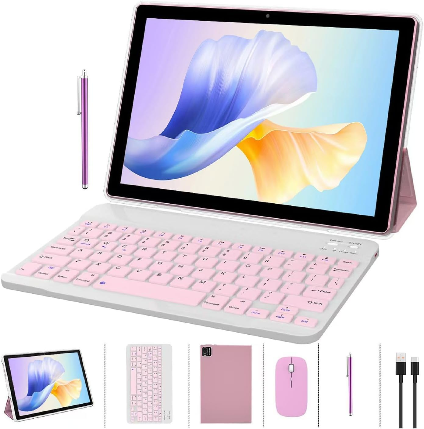 10 Inch Tablet 2 in 1 Tablets 10" Android 14 Tablets 8GB+64GB with Keyboard and Case Mouse Stylus Tableta Android Tabletas Computer 10.1 IPS HD Screen 2MP+8MP Dual Camera Wifi-6 BT 6000Mah Battery Tab image number 5