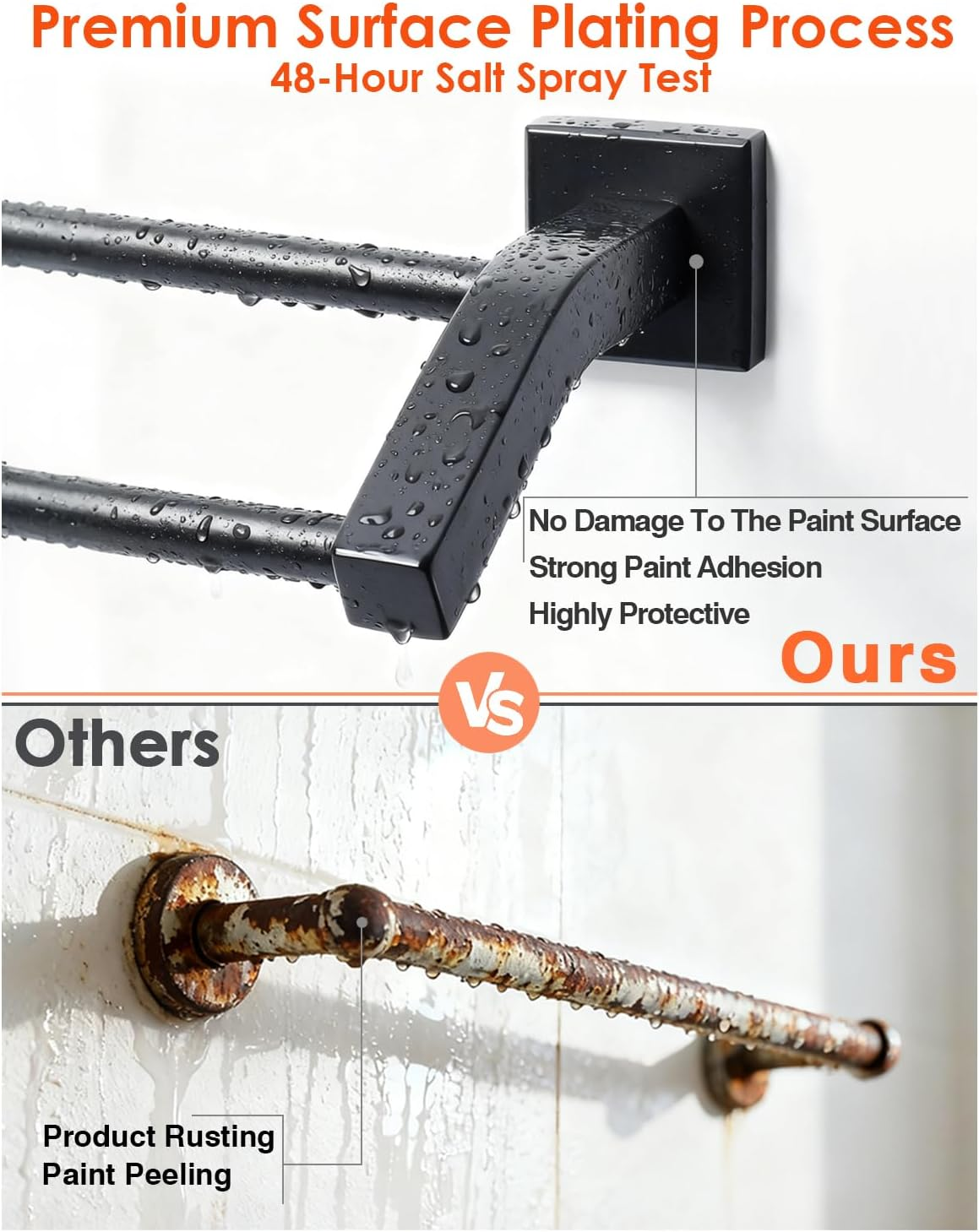 Alise GK9009-B Bathroom Double Towel Bar Wall Mount 24-Inch,Sus304 Stainless Steel Matte Black image number 6