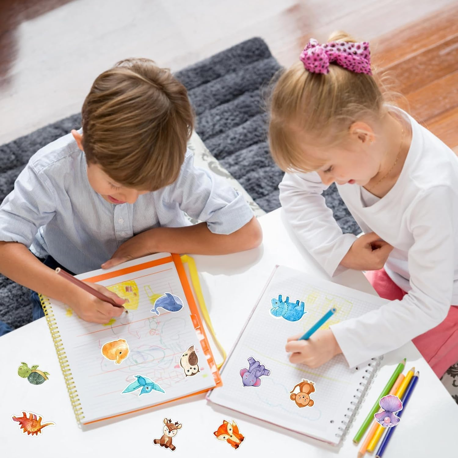 YJSPARKK 2000Pcs Animal Stickers for Kids,4 Rolls 1 Inch round Cartoon Animals Praise Stickers,32 Designs Dinosaur/Ocean/Forest Animal Sticker for Toddlers Kid, Home School Teacher Supplies image number 2