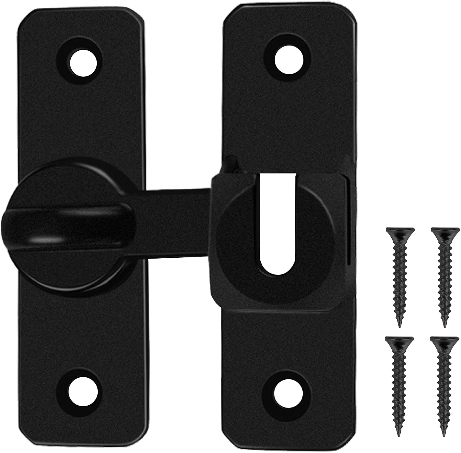 Door Latches & Gold Gate Latches, Heavy Duty 90/180&deg; Adjustable Flip Gate Latches Hardware, Zinc Alloy Right Angle Lock for Sliding Doors, Cabinets, Bathrooms & Fences (1 Pcs Black) image number 4