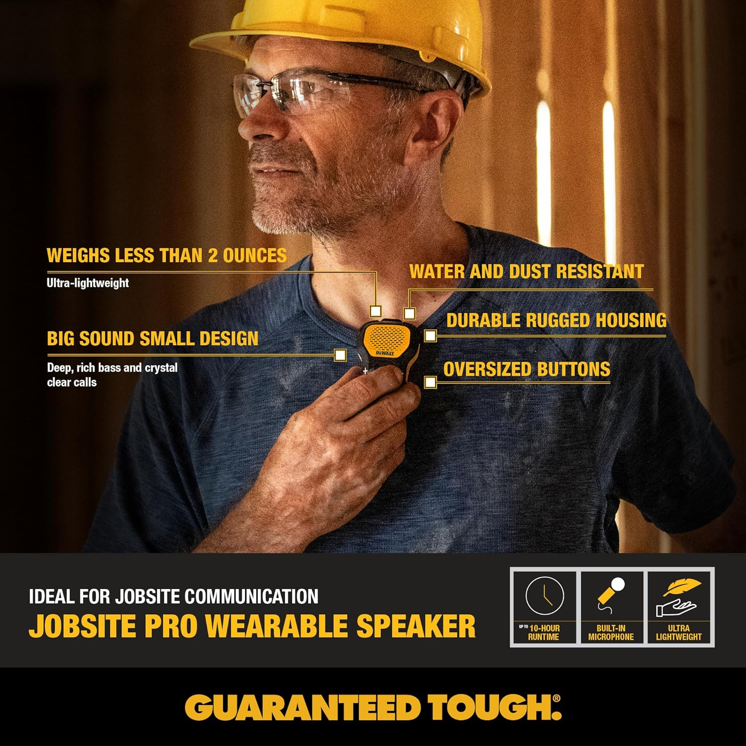Dewalt Jobsite Pro Wearable Bluetooth Speaker image number 4