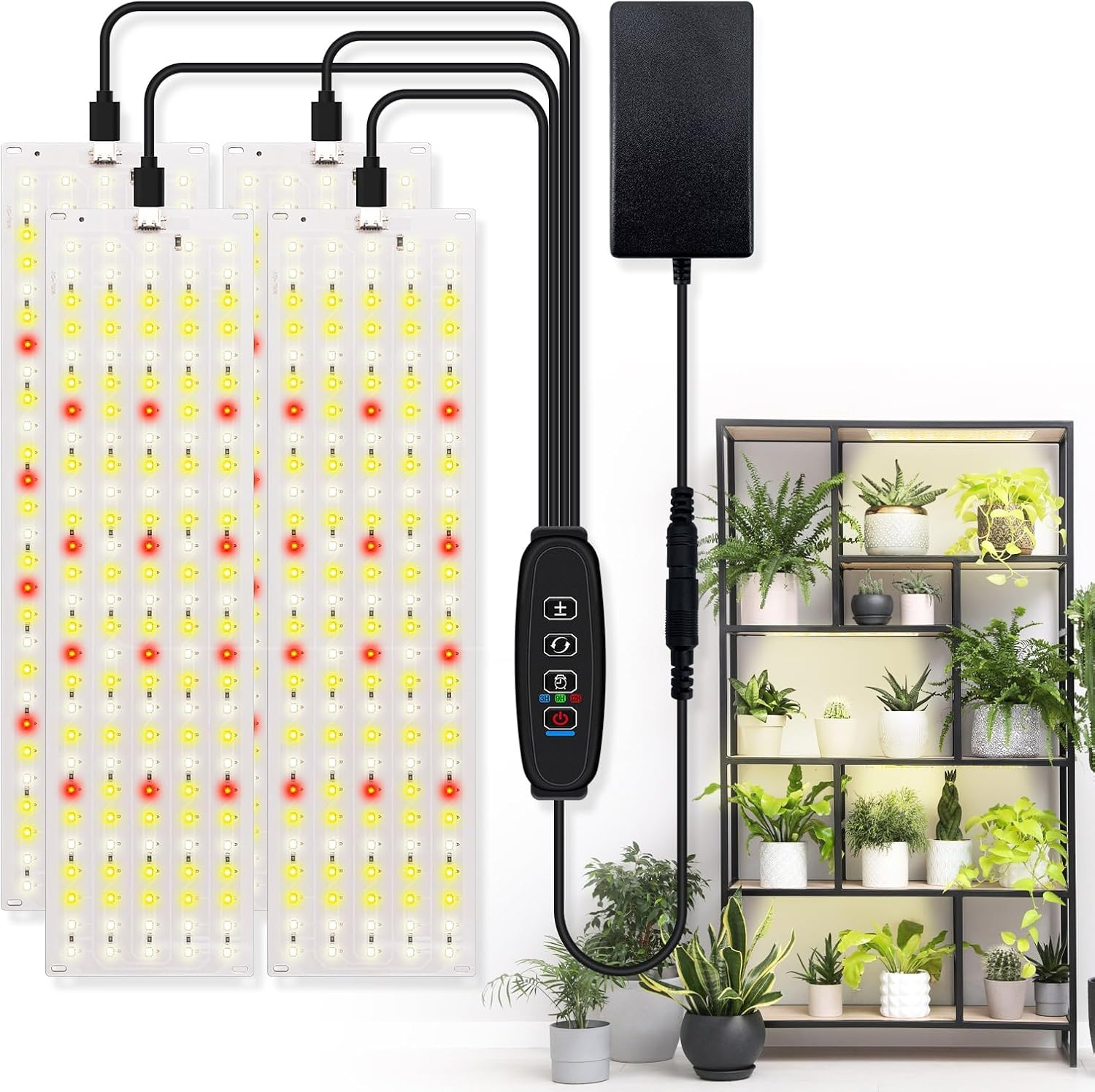 Grow Lights for Indoor Plants, 4Pcs Grow Light Ultra-Thin Plant Light for Indoor Growing, 540 Leds Full Spectrum Grow Lights for Seed Starting, Plant Grow Lamp 3/9/12H Timer 10 Dimmable Level image number 6