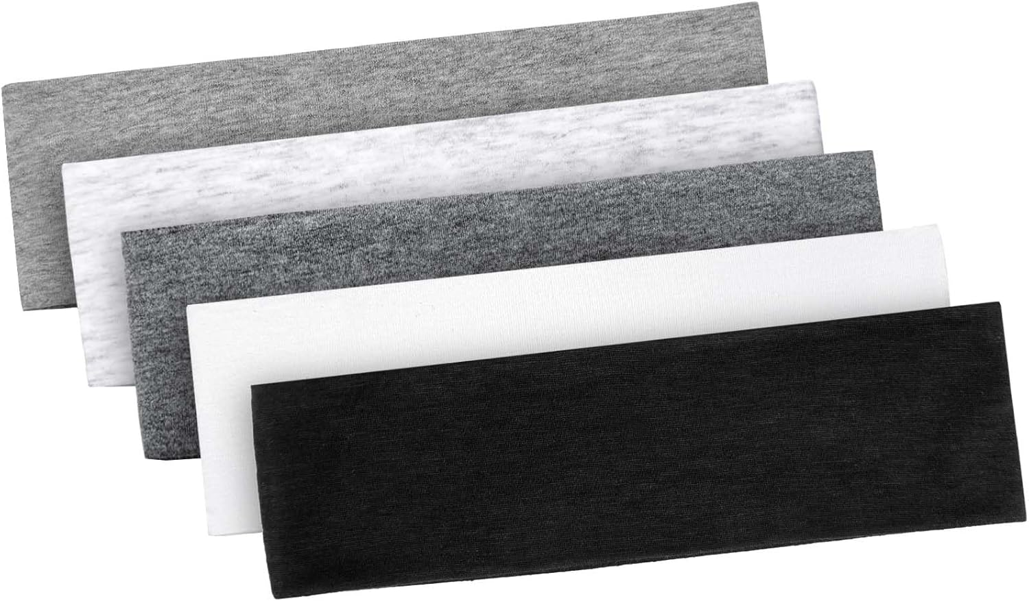 Blooms Women'S Sports Headband Cotton Pack of 5 Elastic Headband Women Thin Non-Slip Hair Bands Men Wide Black White Grey Headbands Yoga Fitness Running Exercise Gym image number 5