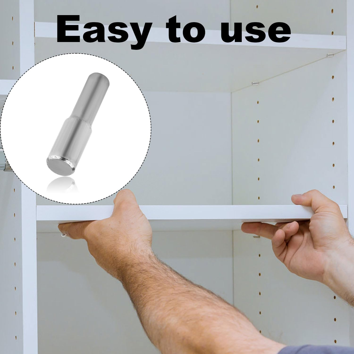 12Pcs Shelf Pegs, 1/4" 5Mm Stainless Steel Hardware Shelf Support Pins Kitchen Cabinet Shelves Holders with 24 Silicone Covers for Bookshelf Bookcase Cupboard Adjustable Wood Glass Shelving image number 6