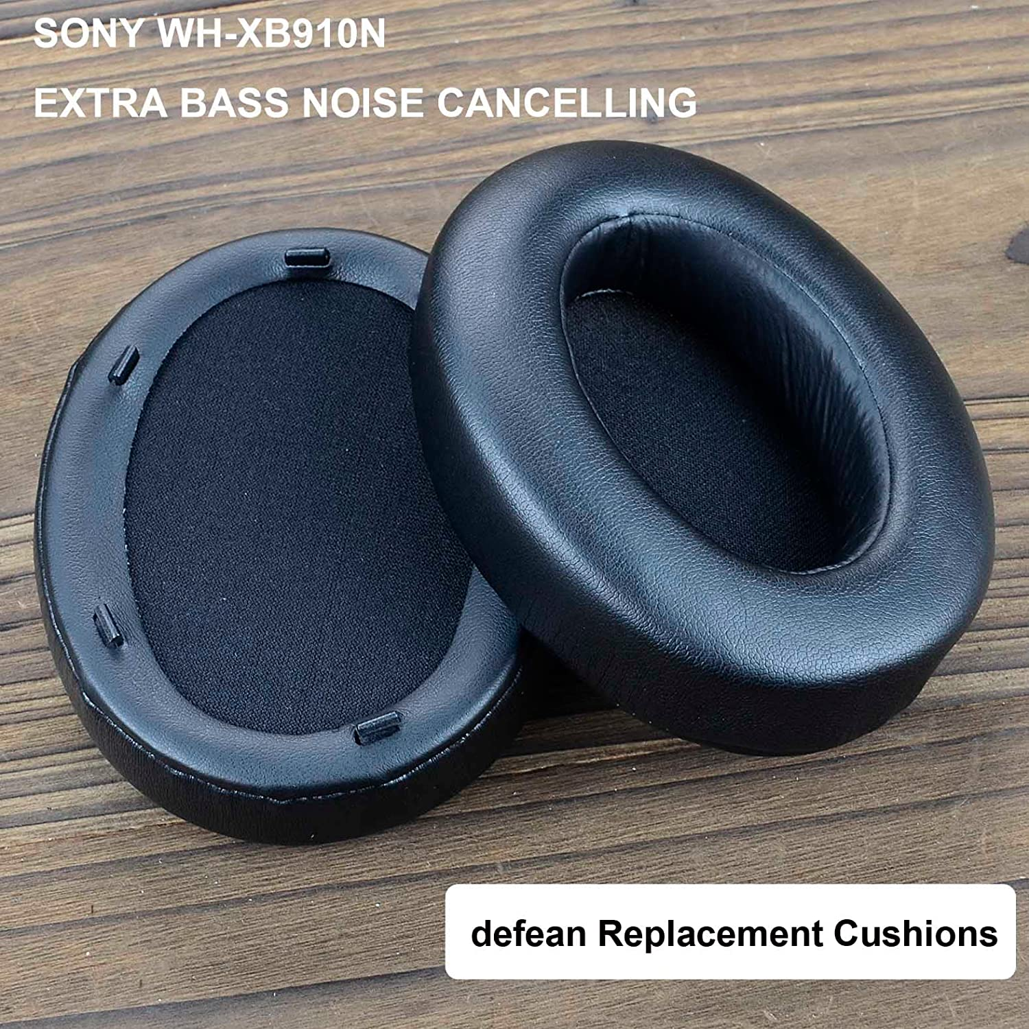 WHXB910N Earpads Cushions Replacement Compatible with Sony WH-XB910 XB910N Extra Bass Noise Cancelling Headphones, Ear Pads with Softer Protein Leather (Black) - Black Cooling Ge image number 3