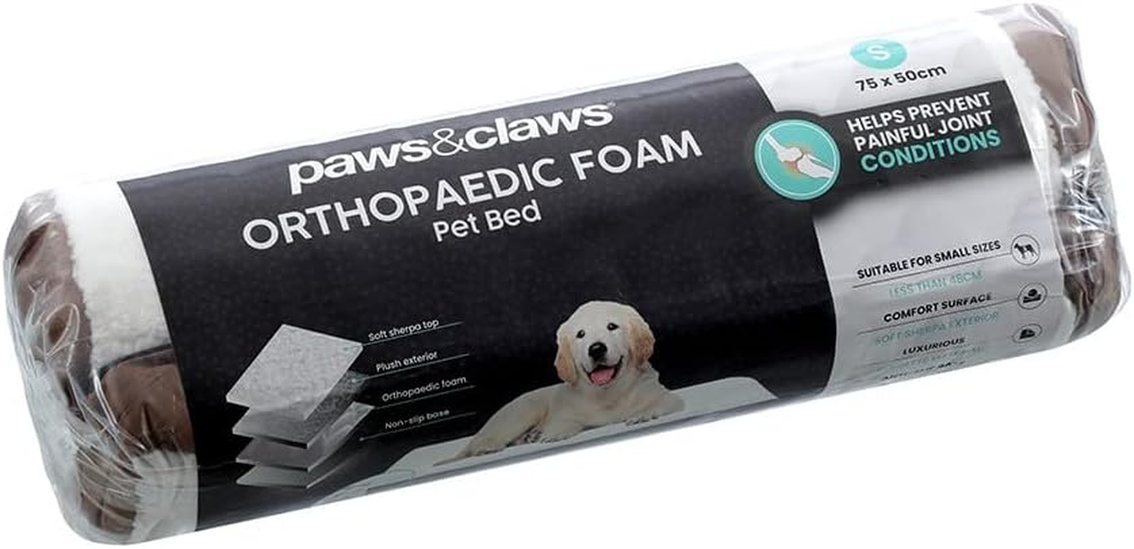 Paws & Claws Orthopedic Pet Bed, Brown Suede, 75 X 50 X 8 Cm Size image number 1