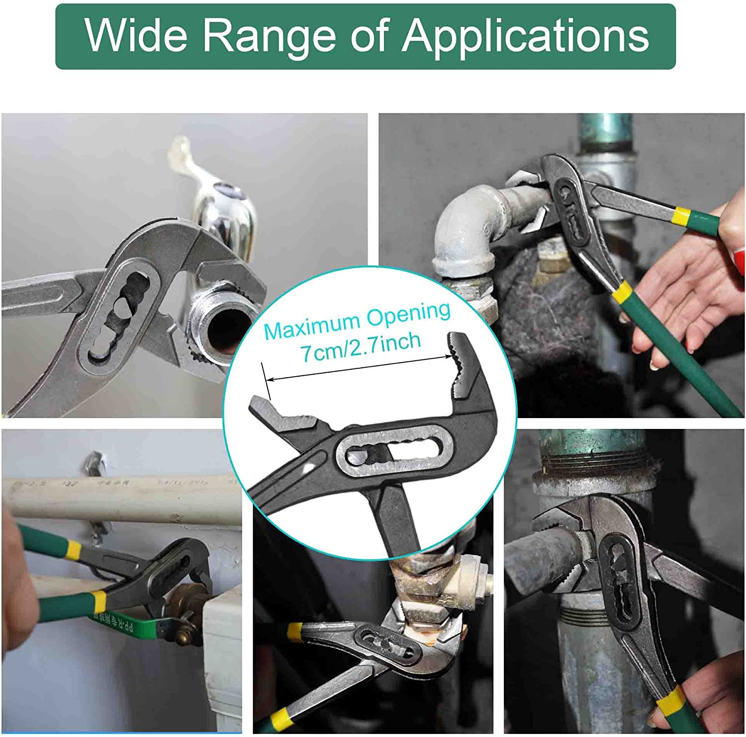 Plumbing Pliers, Adjustable Water Pump Pliers, Universal Groove Joint Pliers, 10-Inch，Well-Made, Robust and Durable, Suitable for Nuts, Bolts, Pumps and Pipes as Well as Basic Home Repairs. image number 2