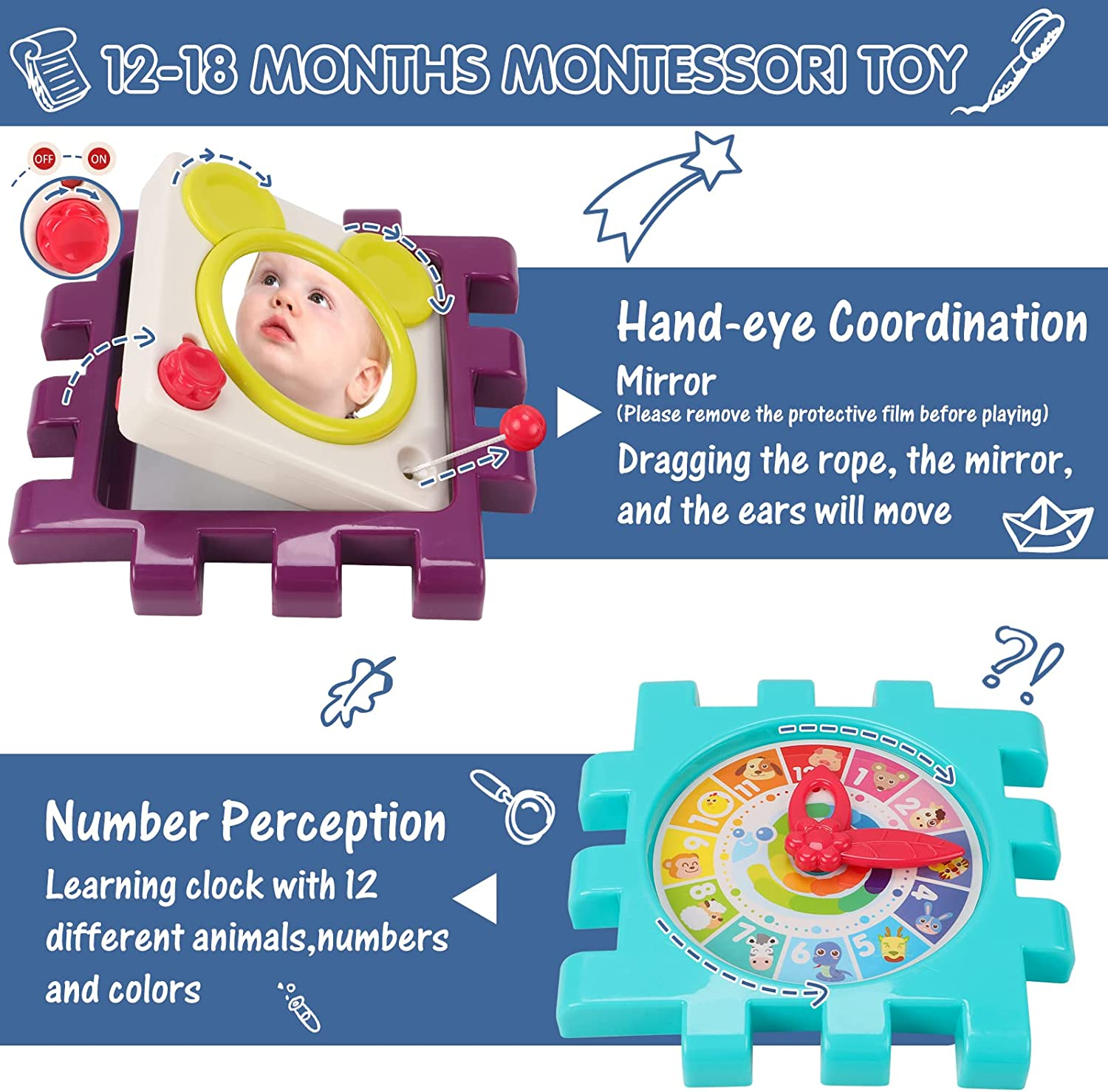 Qizebaby Baby Toys 12 to 18 Months 11-In-1 Activity Cube,Busy Learning Baby Musical Toy with Shape Sorter Toys，Kid Montessori Gifts for Toddler Boys Girls 1 2 3 Years Olds image number 3