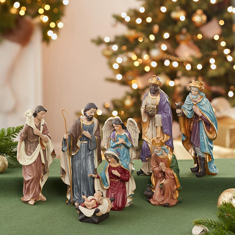 Kurt Adler Resin Nativity Figurine Set, 9-Inch, Set of 8 image number 2