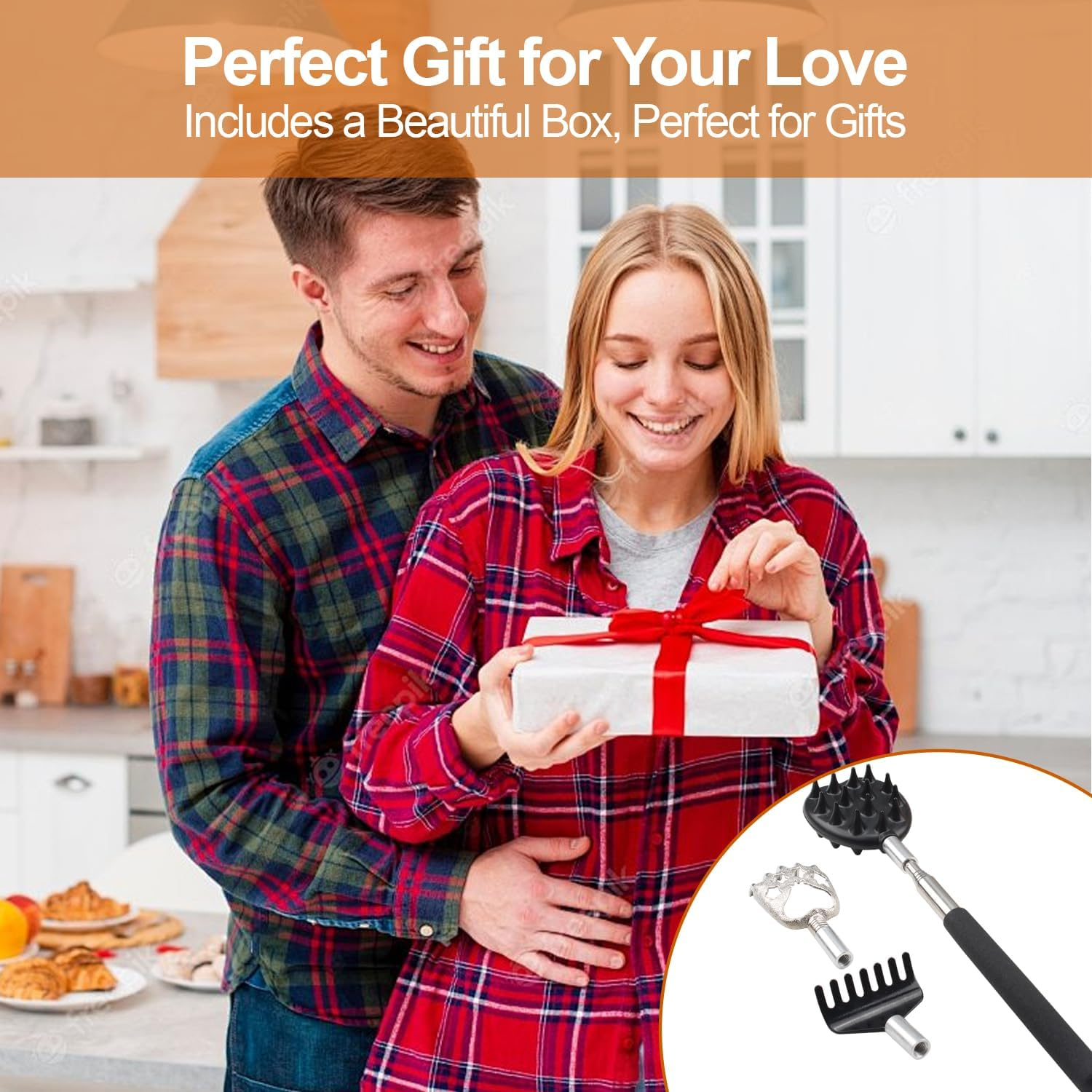 COZY CORE Telescoping Back Scratcher with 3Pcs Detachable Scratching Heads, Back Scratcher Extendable Backcratchers for Men/Women A image number 5