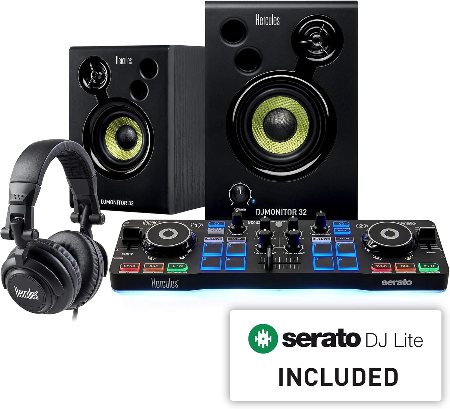 Hercules Djstarter Kit &ndash; Complete DJ Bundle with Djcontrol Starlight, Monitor 32 Studio Monitors, and HDP DJ45 Headphones image number 4