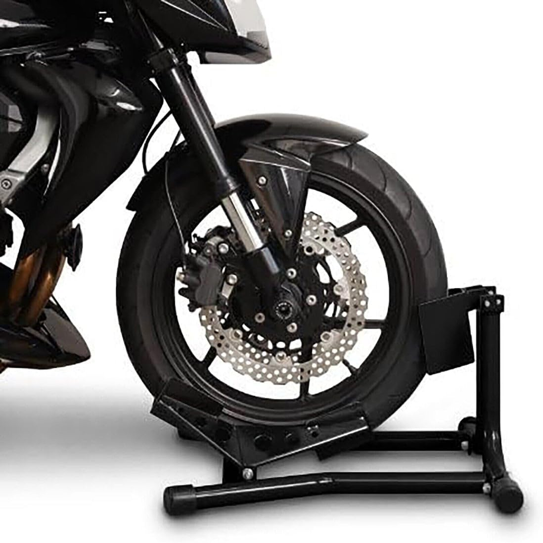 TDR Heavy Duty Steel Motorbike Front Stand Adjustable Wheel Chock Paddock Lock Storage 680Kg Capacity Fits 16 to 19 Inch Motorcycle Tires image number 6