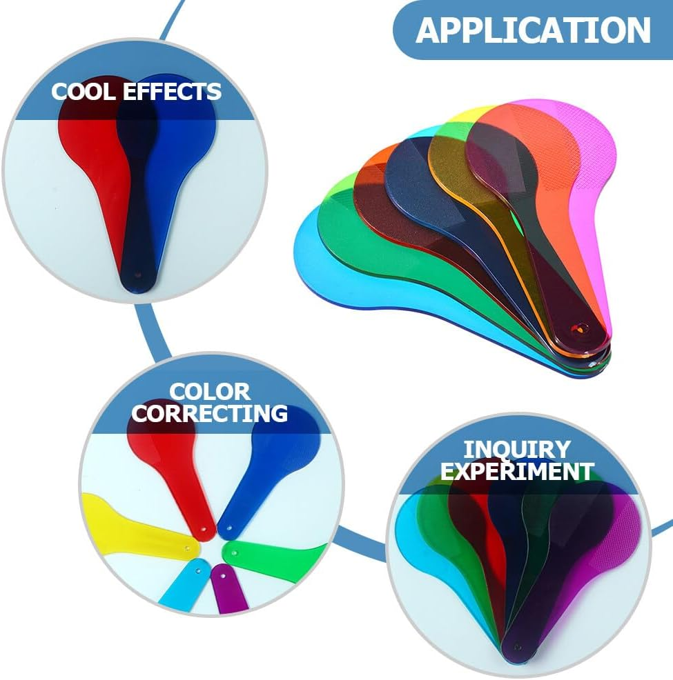 6Pcs Color Paddles, Transparent Color Paddles, Color Learning, Optics Color Filter Plate Montessori Educational Science Educational Painting Color Drawing Cognition Learning and Education image number 4