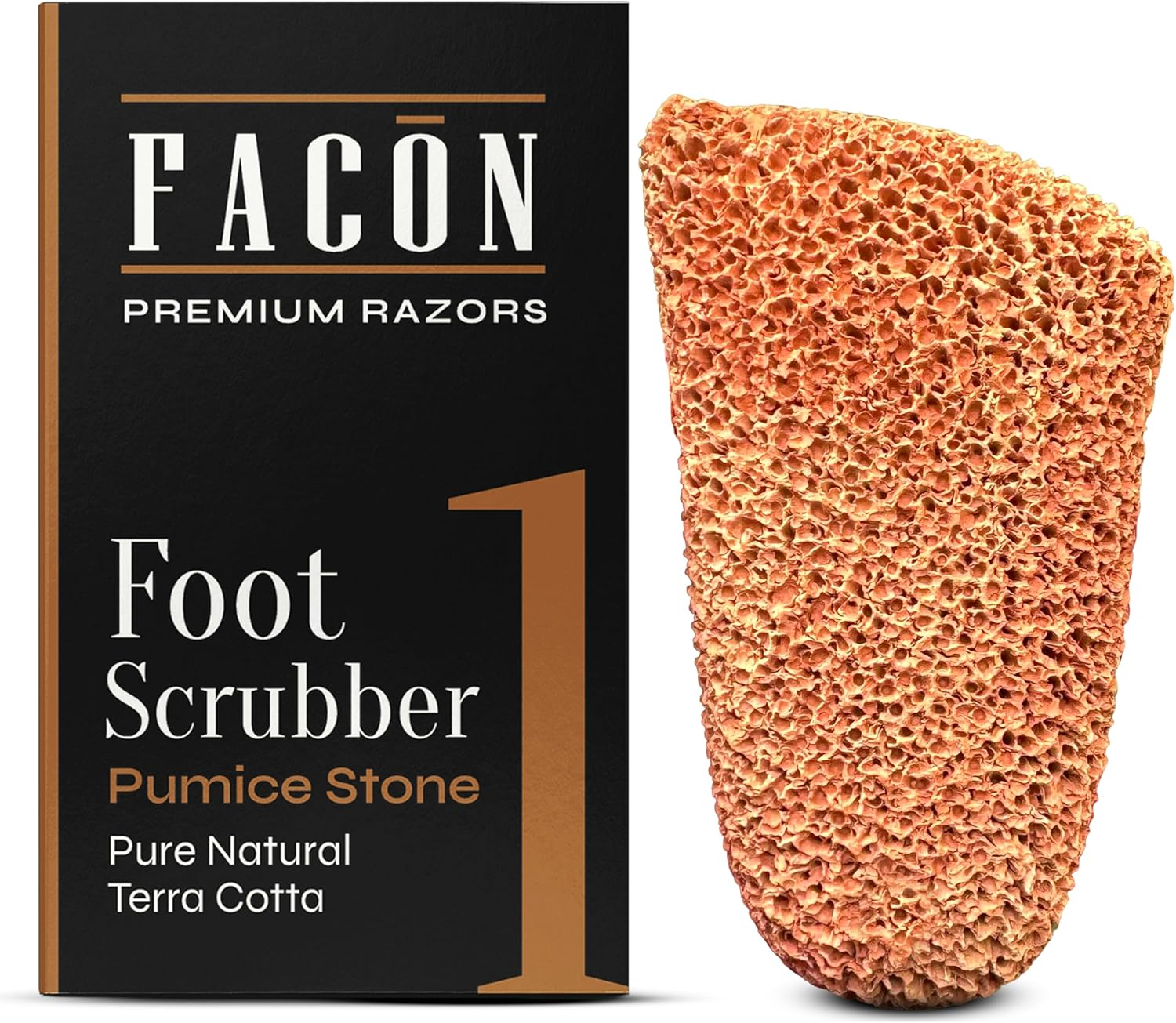 Fac&oacute;n Pumice Stone for Feet Callus Remover - Terra-Cotta Foot Scrubber with 2 Sides, 100% Pure Natural Foot Pumice Stone, Pedicure Pumice Stone Scrubber, Foot Exfoliator, Removes Calluses & Dead Skin image number 4