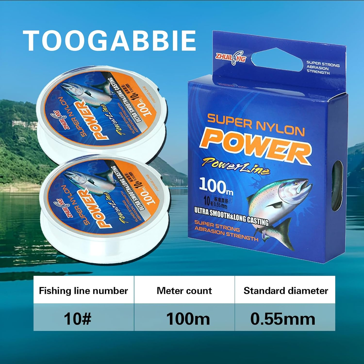 TOOGABBIE 2 Roll 100M Clear Fishing Line, Fishing Wire-Strong Nylon Material for Saltwater and Freshwater Fishing，Low Light Refraction,Super Smooth, Highly Abrasion Resistant image number 5