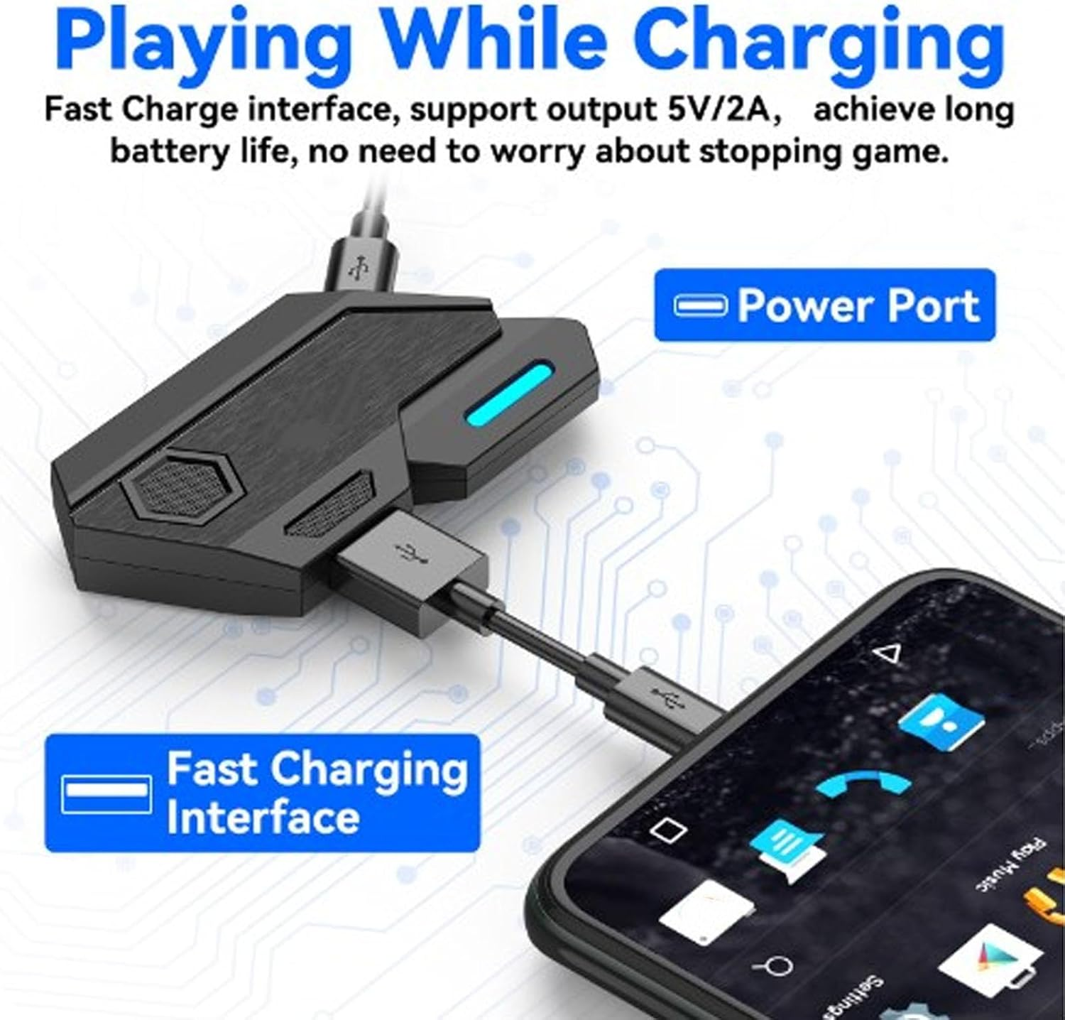 4 in 1 Mobile Game Combo Pack, Gaming Keyboard Mouse Converter Combo, Keyboard and Mouse Converter Supporting 5V 2000Ma Fast Charging (Converter, Keyboard, Mouse, Phone Holder) image number 3