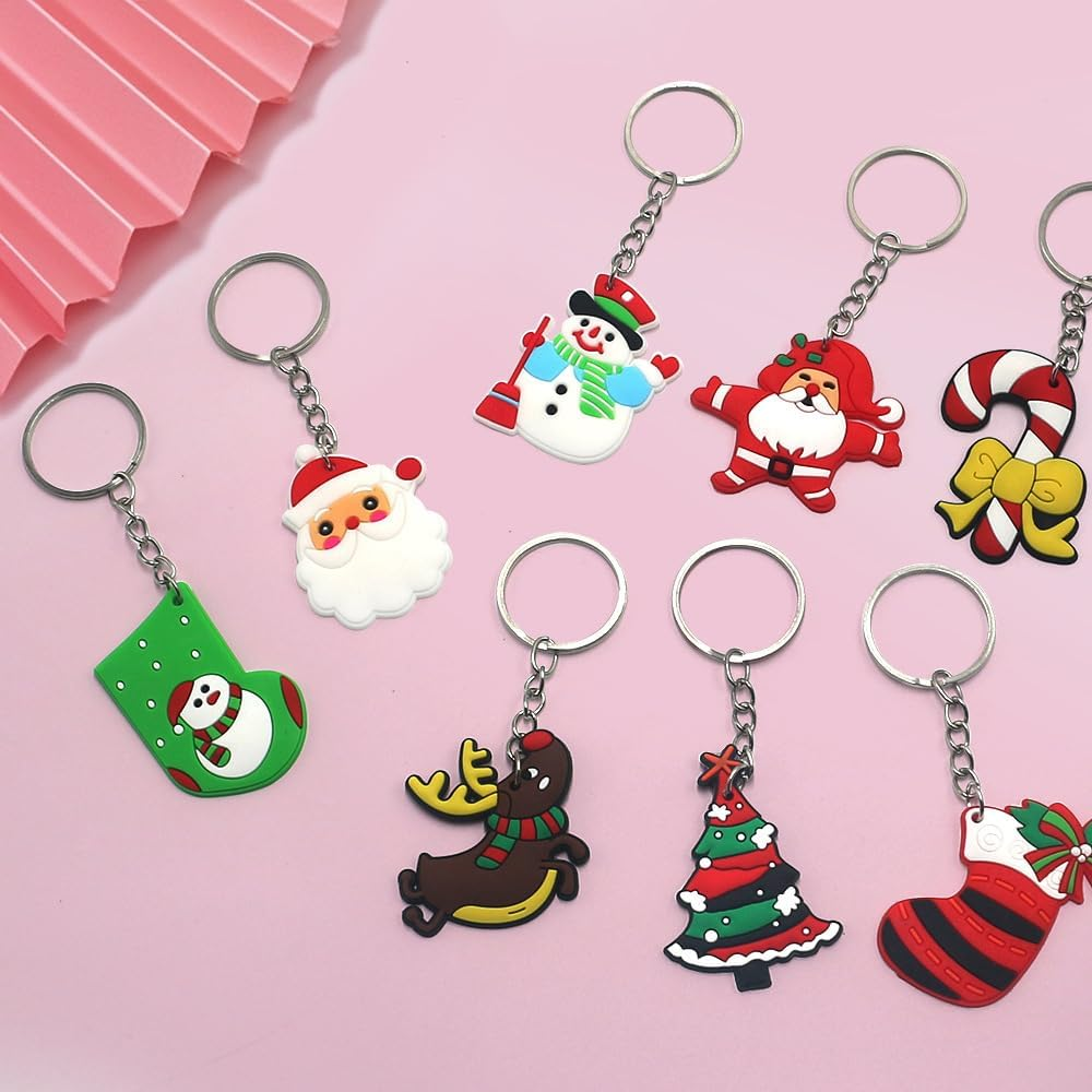 20 Pcs Colorful Keyring for Kids Teens,Christmas Theme Keychains for Backpacks Bags,Cute Keychain for Girls Boys Women Adult Party Supplies Birthday Gifts image number 4