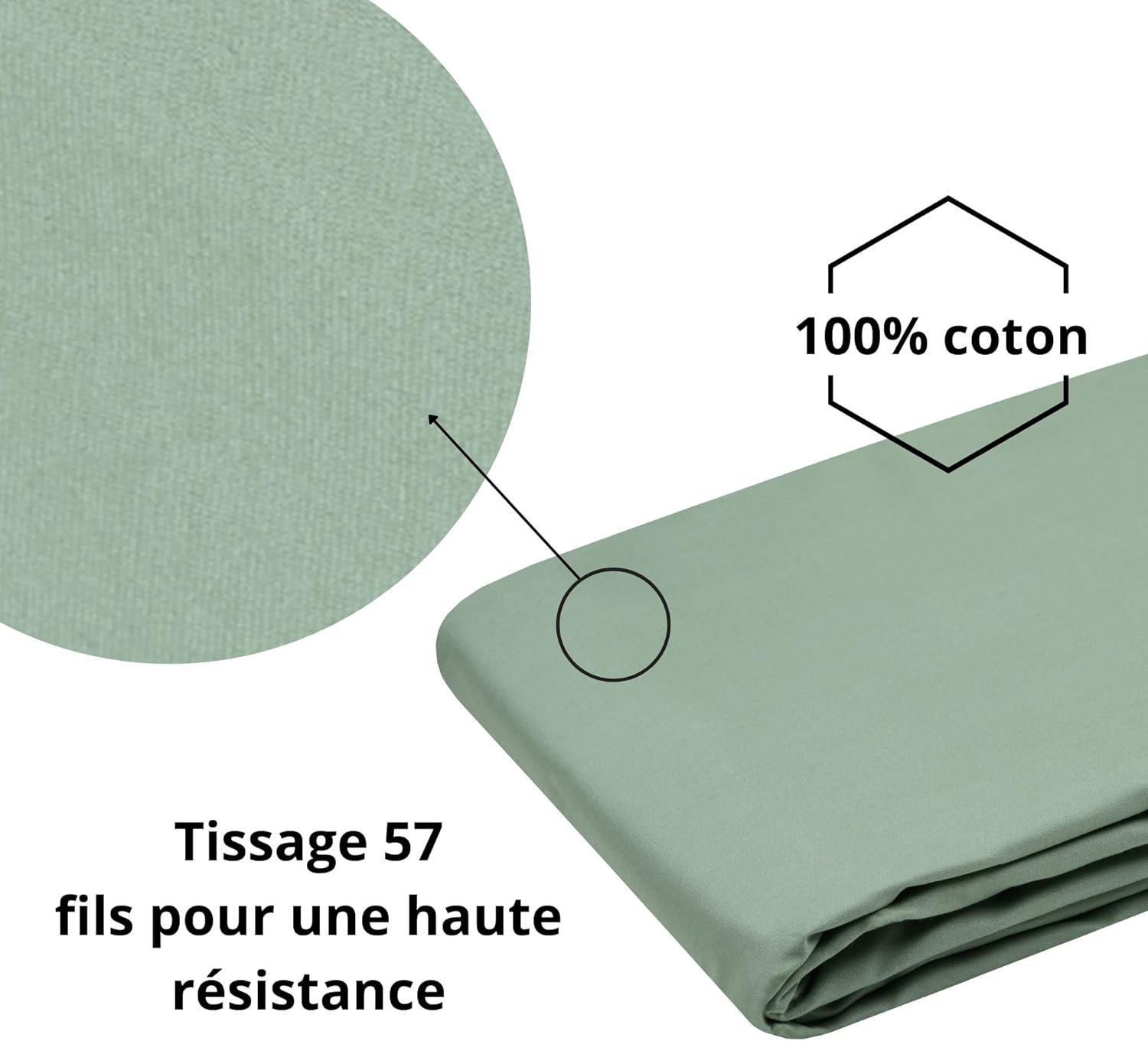 STOF Flat Sheet - Size 180 X 290 Cm - Quality Cotton Percale - 100% Cotton with Oeko-Tex Certified - Colour Green - Elys&eacute;e Model - Home Bed Linen - Soft and Comfortable image number 3