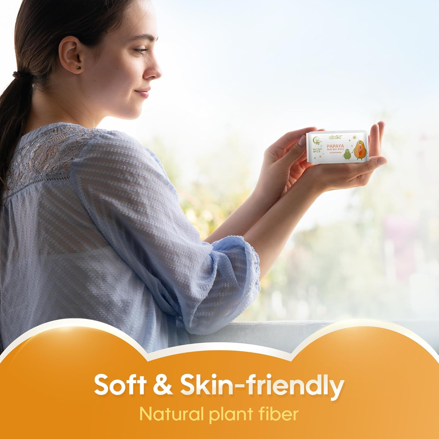 AIWIBI Travel Baby Wipes, Mini Baby Wet Wipes Travel Size, Portable Small Pack Baby Wipes, Unscented, over 99% Purified Water, Papaya Extract, Hypoallergenic, 640 Count (Packs of 80) image number 2