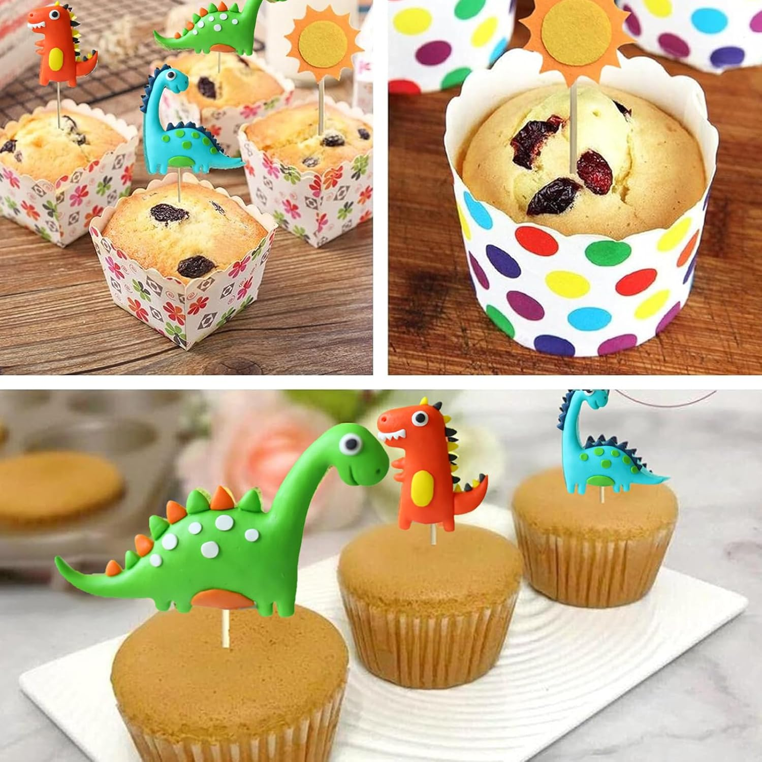 13Pcs Dinosaur Cake Decorations,Birthday Party Decor, Dinosaur Cupcake Topper Little for Cupcake Decorations, Creative Party Supplies image number 2