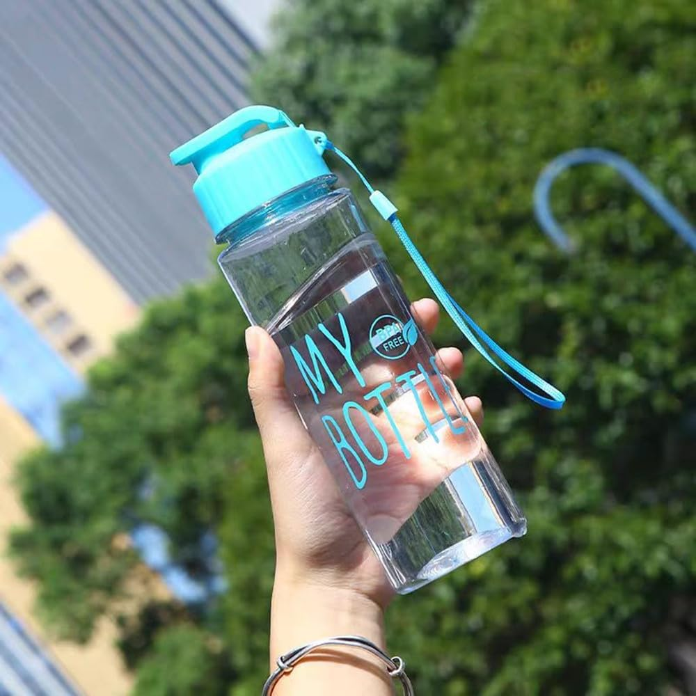 Water Bottles, 550Ml Sports Water Bottle, Shaker Bottle, Reusable Drinking Bottle with Flip Top Lids & Lanyards, Leakproof, BPA Free for Classrooms Gym Outdoor Sports Travel image number 3