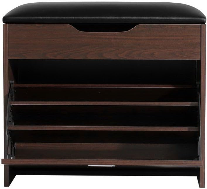 Artiss Shoe Storage Cabinet Bench Box Drawers Adjustable Shelf Stand Shoes Organiser Benches Seat Stool Organizer Home Decor Indoor Outdoor Bedroom Hallway Furniture, Durable and Strong Walnut - Walnut image number 4
