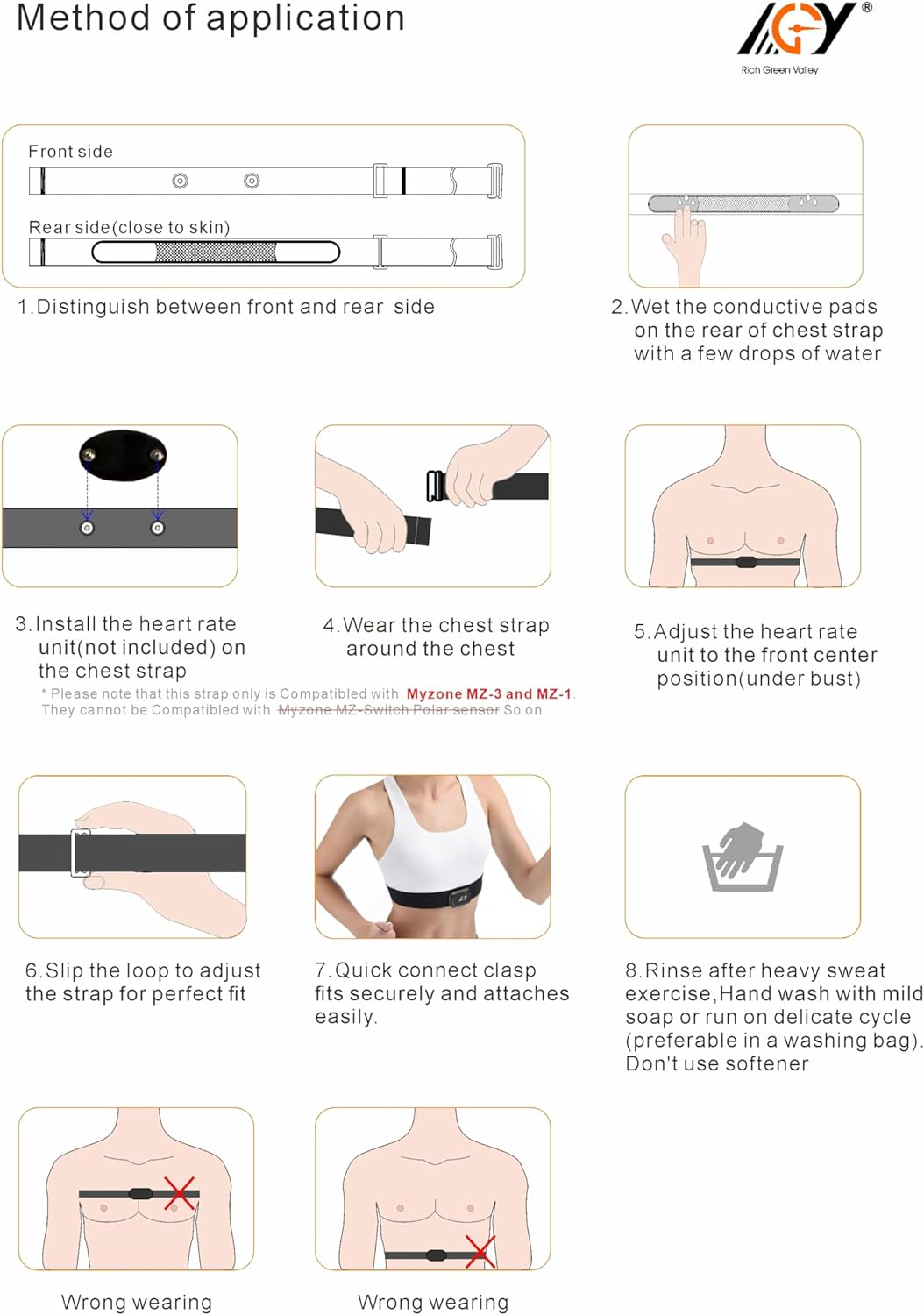 Heart Rate Monitor Adjustable Replacement Strap Fits for Myzone Mz 3 Mz-1 Strap(Not Fit for Myzone Switch) image number 7