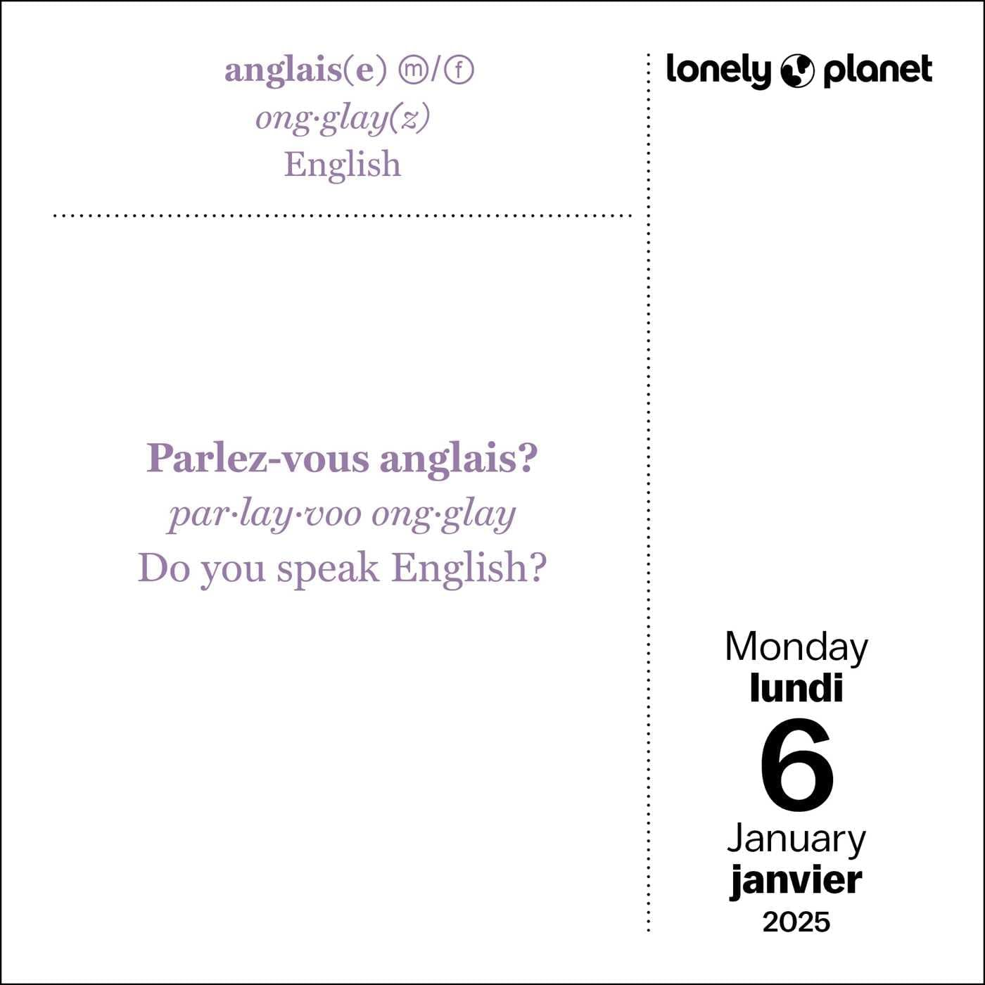 Lonely Planet: French Phrasebook 2025 Day-To-Day Calendar image number 1