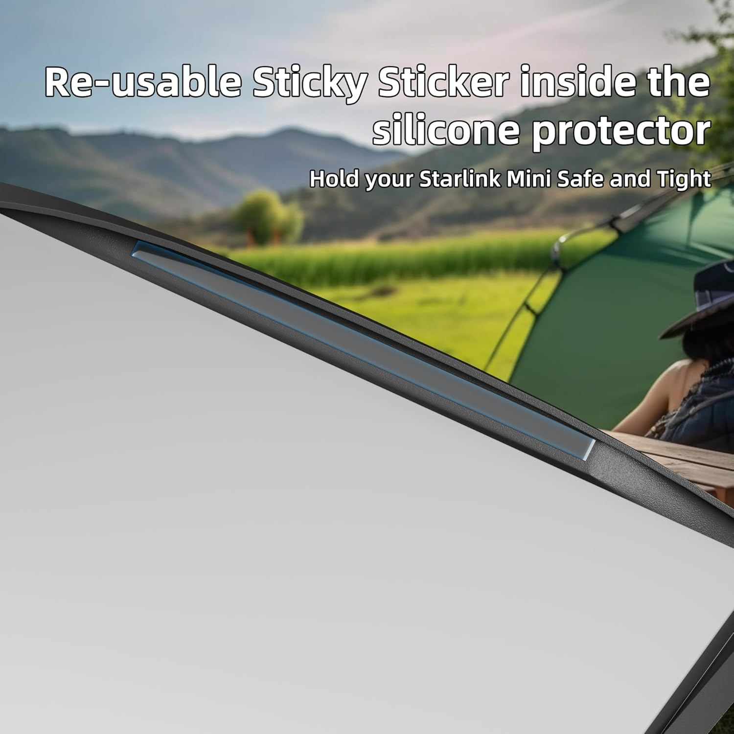 Starlink Mini Case Cover, Silicone Protector with Hook to Hang Starlink Mini on the Backpack for Non-Stop Signal Black - White image number 5