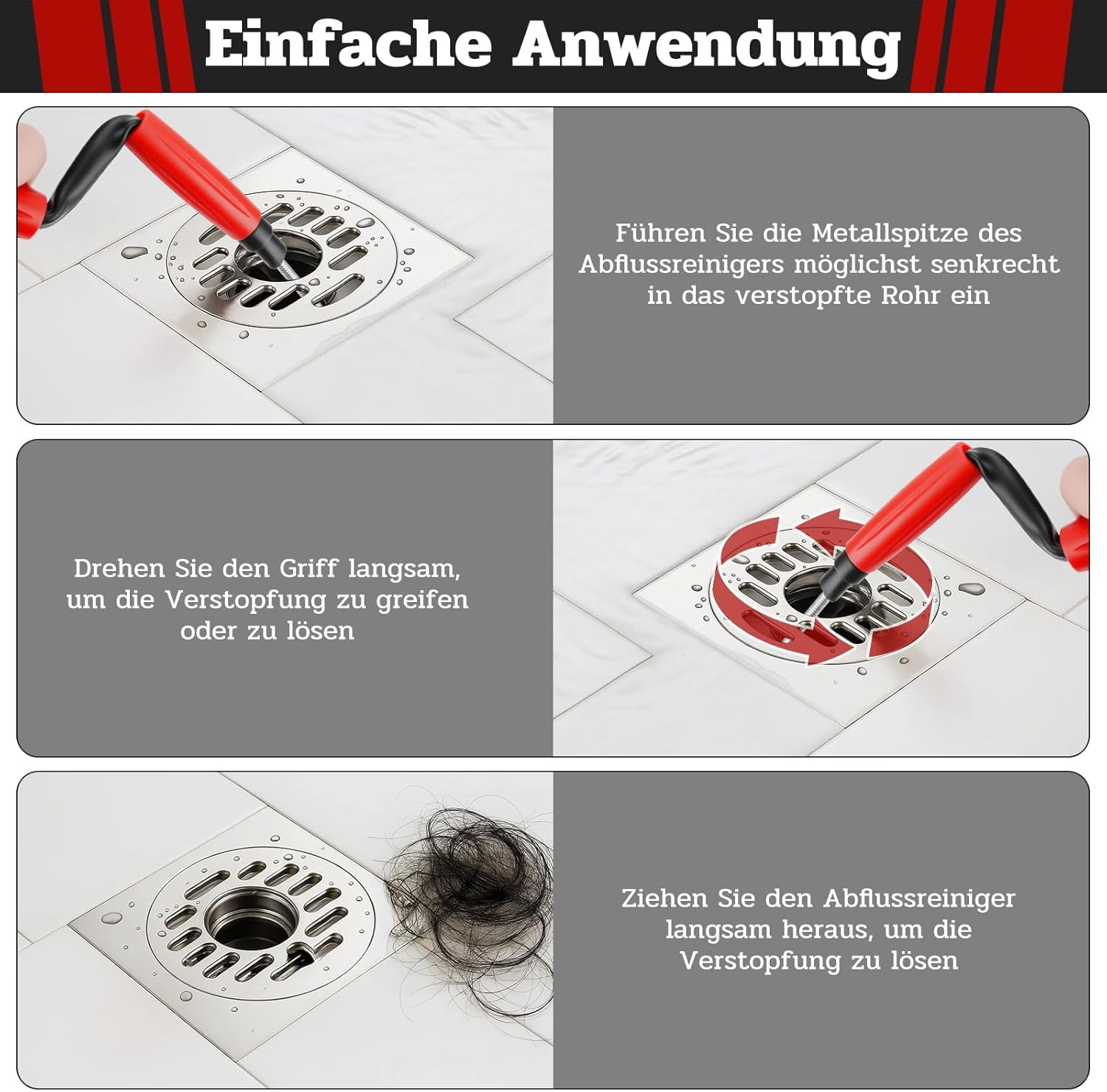 Pipe Cleaning Shafts 5 Meter Spiral Drain Cleaner with Drill Manual Operation Suitable for Sinks, Bathtubs, Toilets and Shower Rooms image number 2