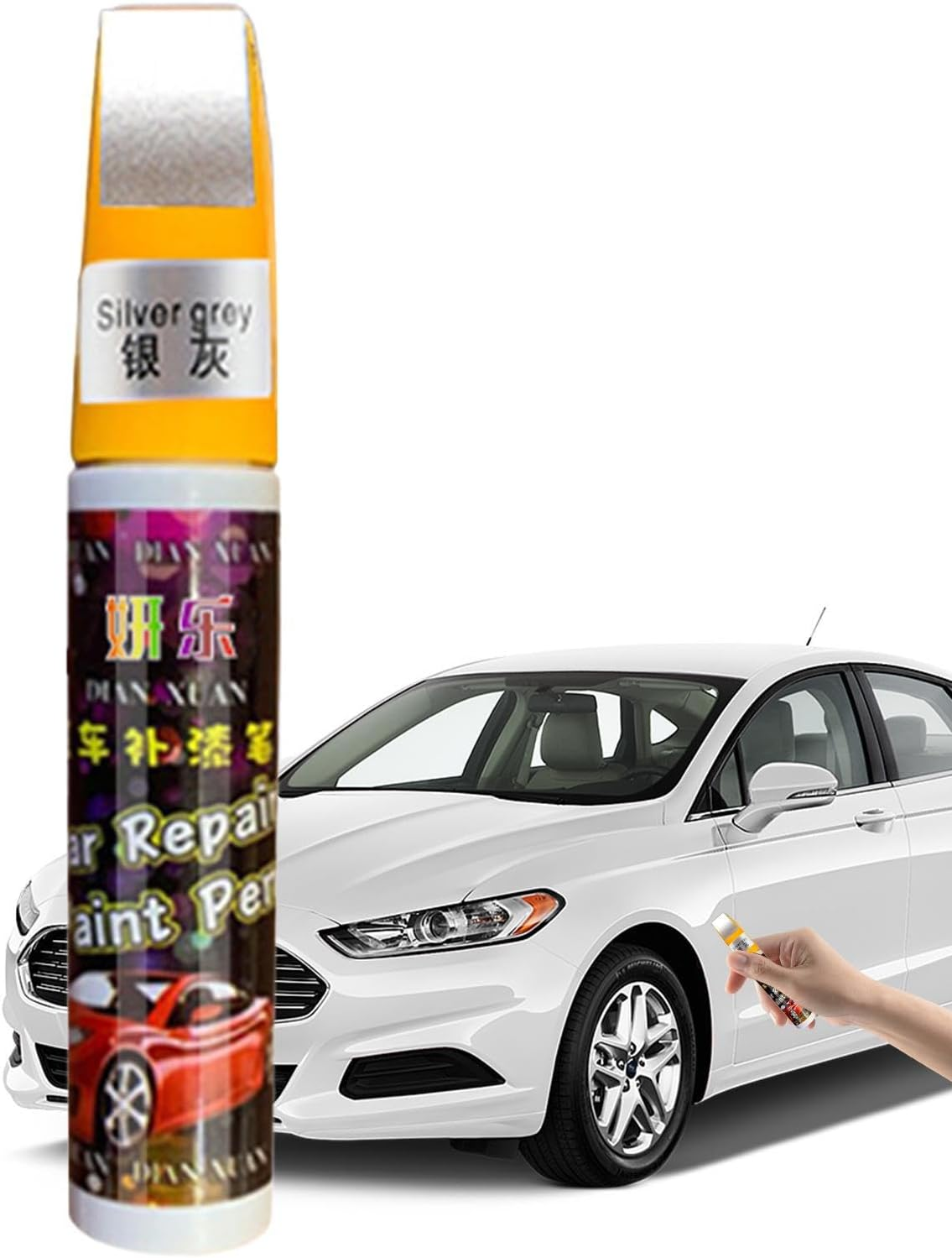 Car Paint, Brush for Scratch Chip Repair, Car Scratch Remover Lacquer Repair Body Paint, Fill Paint for All Vehicle Truck Automotive Repair Marker - Bright Silver image number 3