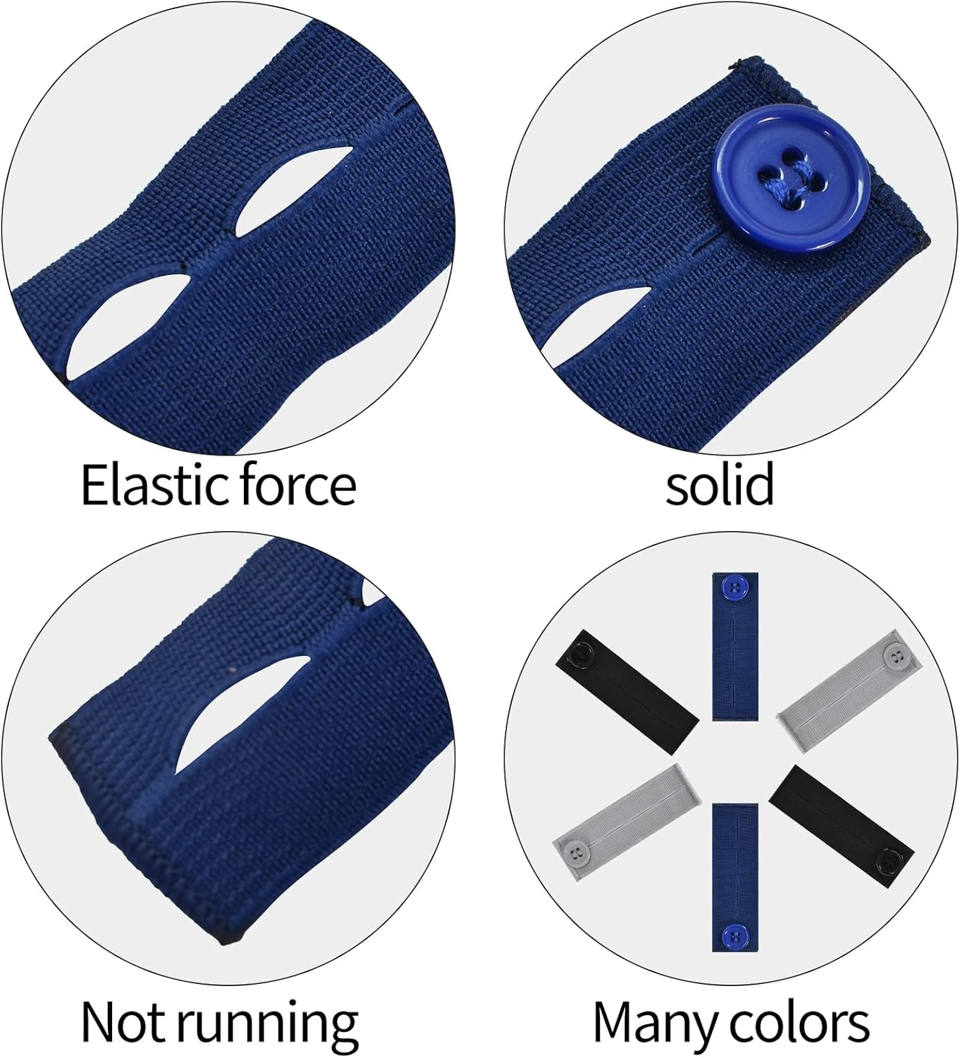 Adjustable Waist Extender, 6Pcs Adjustable Elastic Waist Extenders, Elastic Waist Extenders, Elastic Button Extender Pants Waist Extension for Trousers Jeans Pants Slacks Pregnant Trousers image number 1