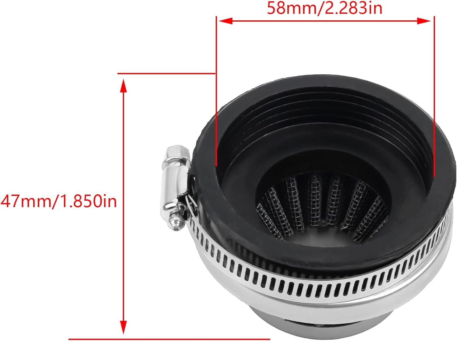 Powermotor 58Mm 60Mm Air Filter Carburetor for 2 Stroke Engine 47Cc 49Cc Carb Mini Moto Kids Go Kart Quad ATV Dirt Pocket Bike(Silver) image number 5